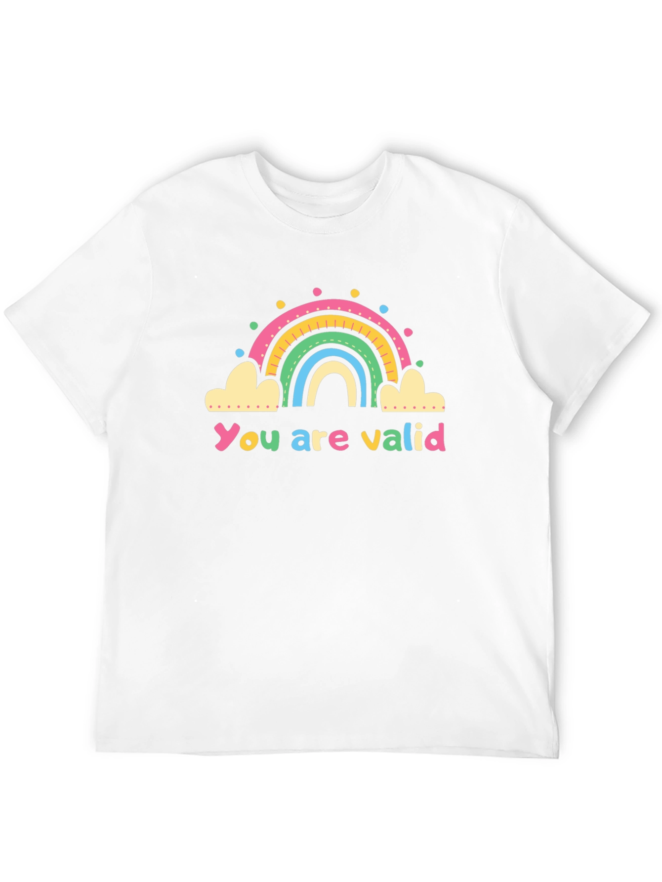 Black You are Valid Rainbow Graphic Tee - Black Unisex Shirt view 12