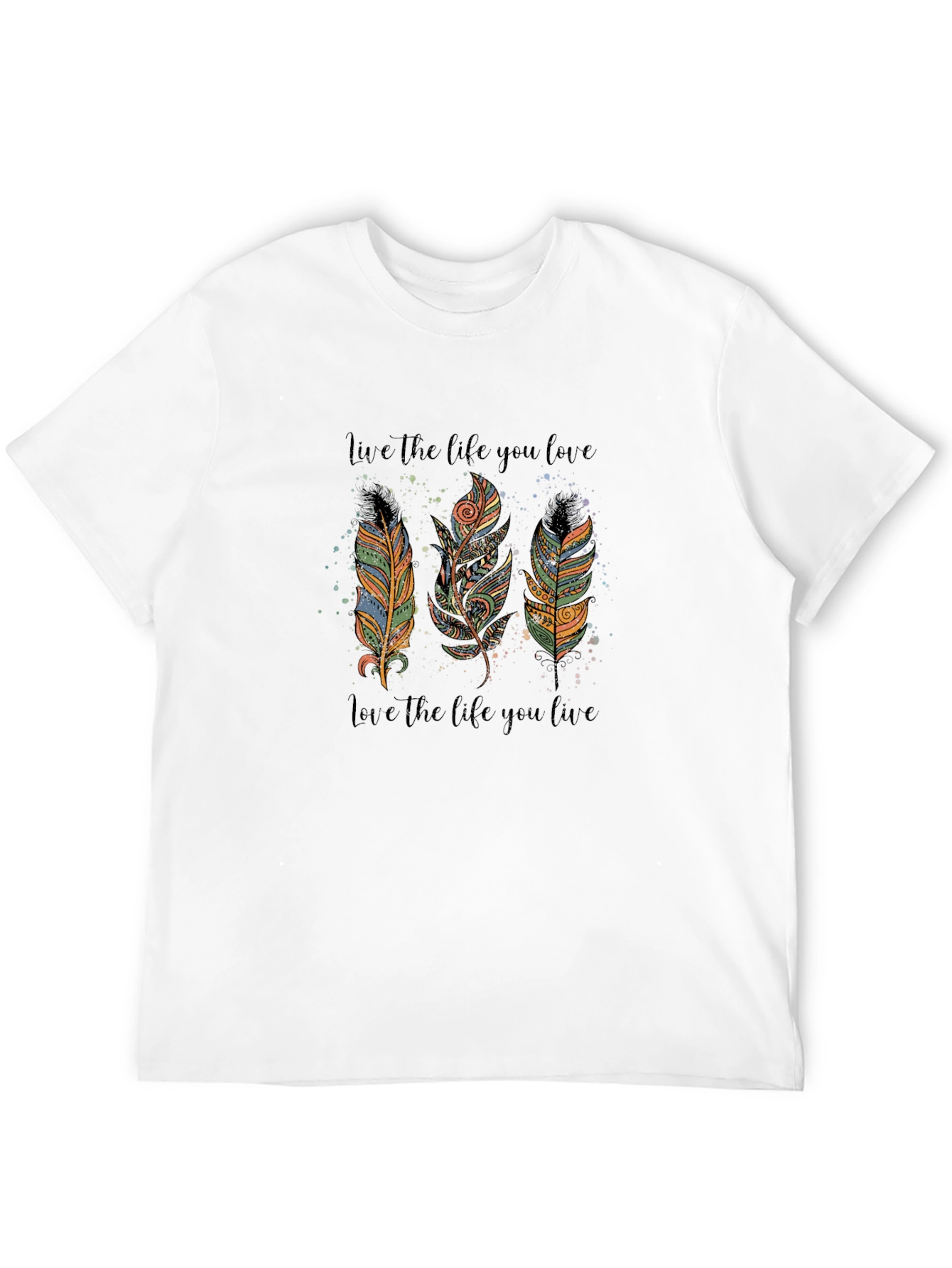 Black Feather Design T-Shirt - Live The Life You Love view 12