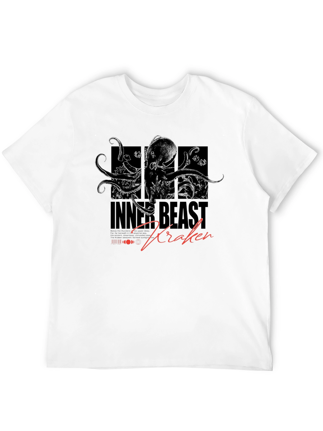 Black Inner Beast Kraken Black Graphic T-Shirt view 12