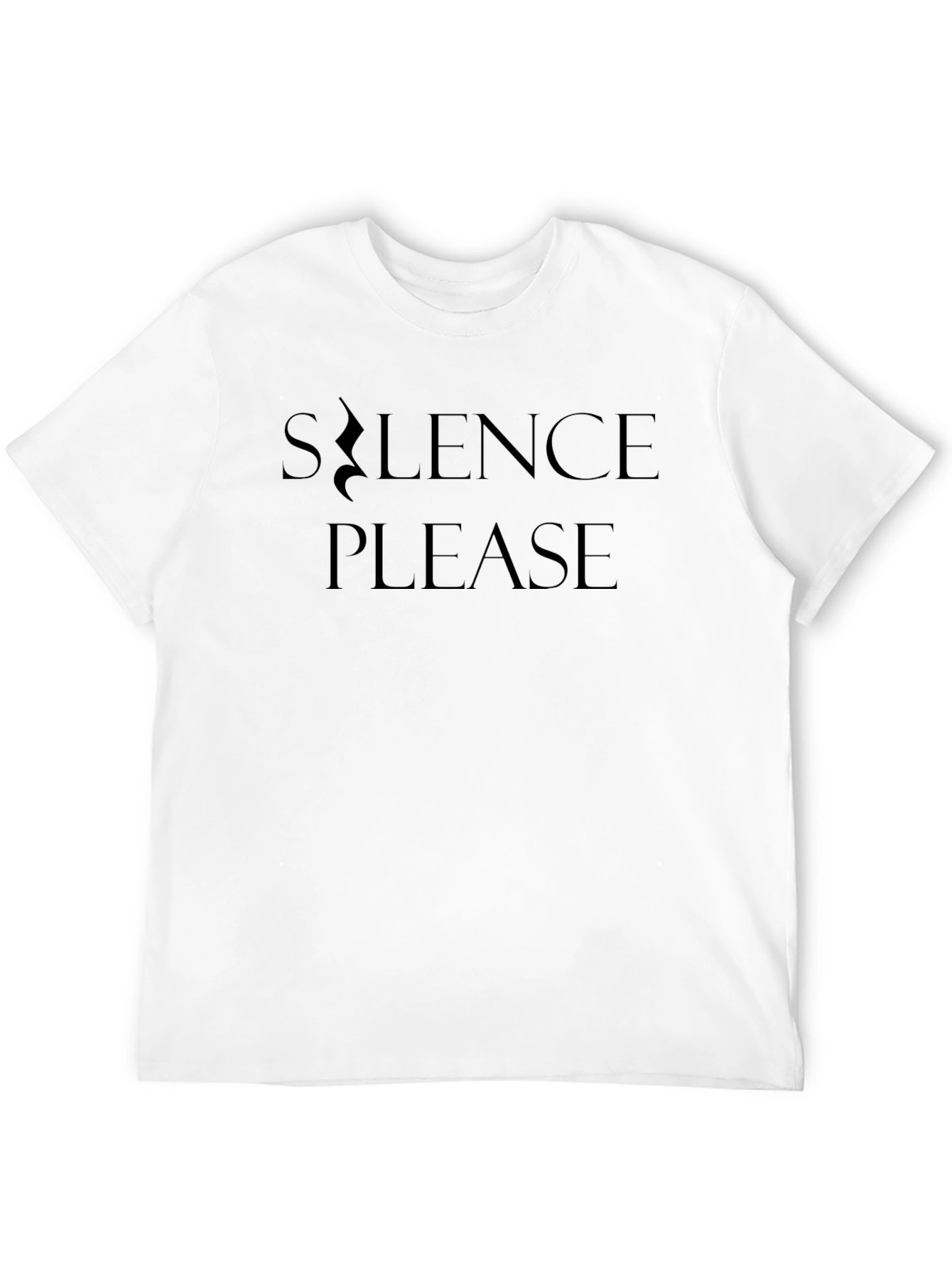 Black Silence Please Graphic Tee - Black Crew Neck Cotton T-Shirt view 12