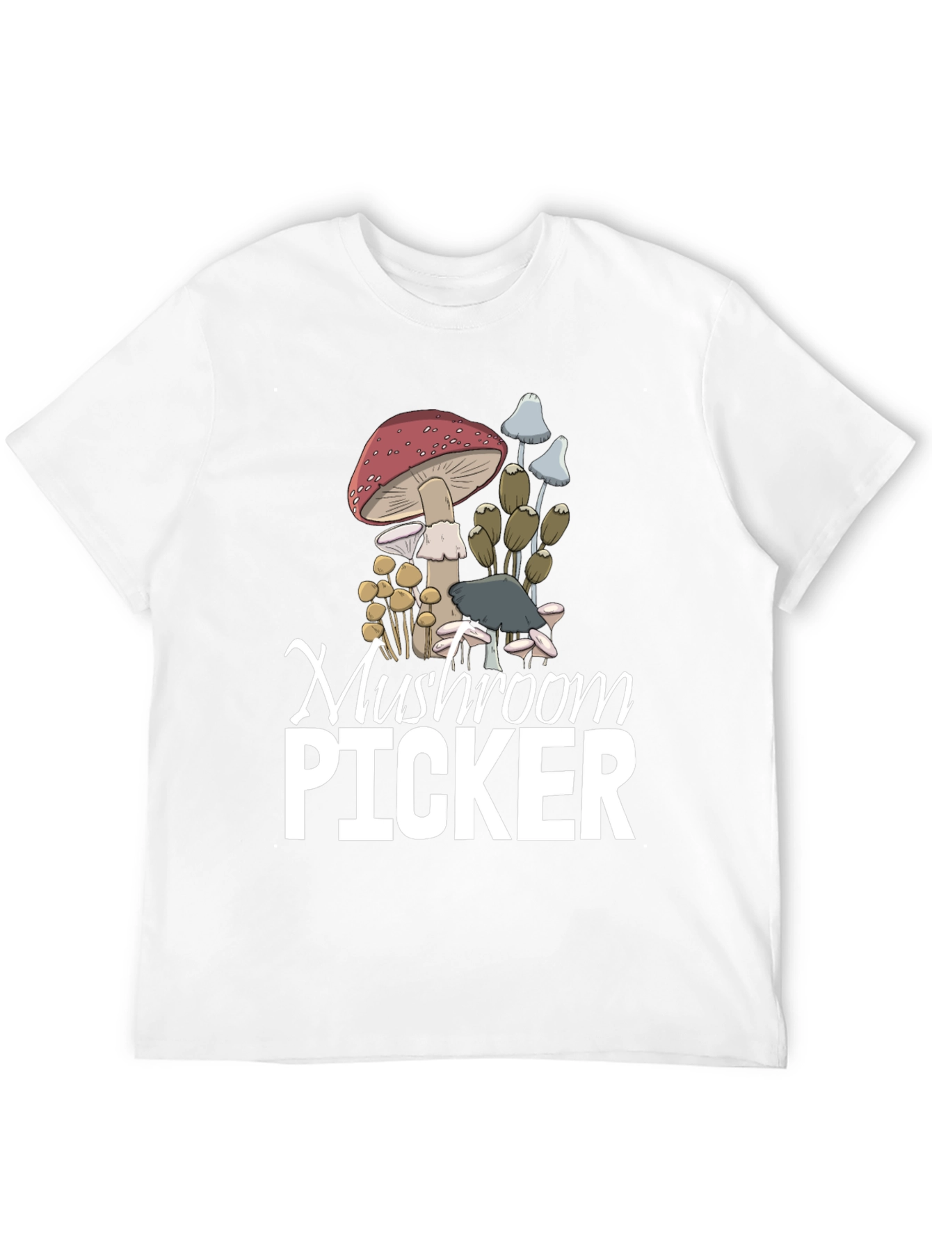 Black Mushroom Picker Graphic T-Shirt view 12