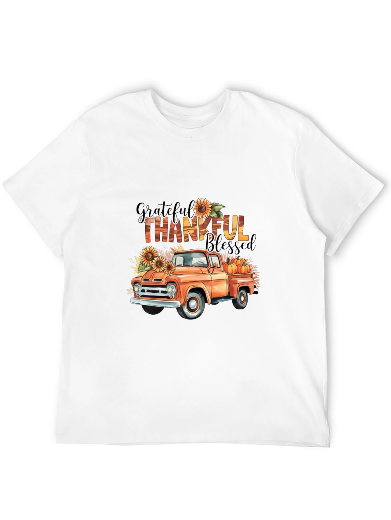Black Grateful Thankful Blessed Fall Truck T-Shirt view 12
