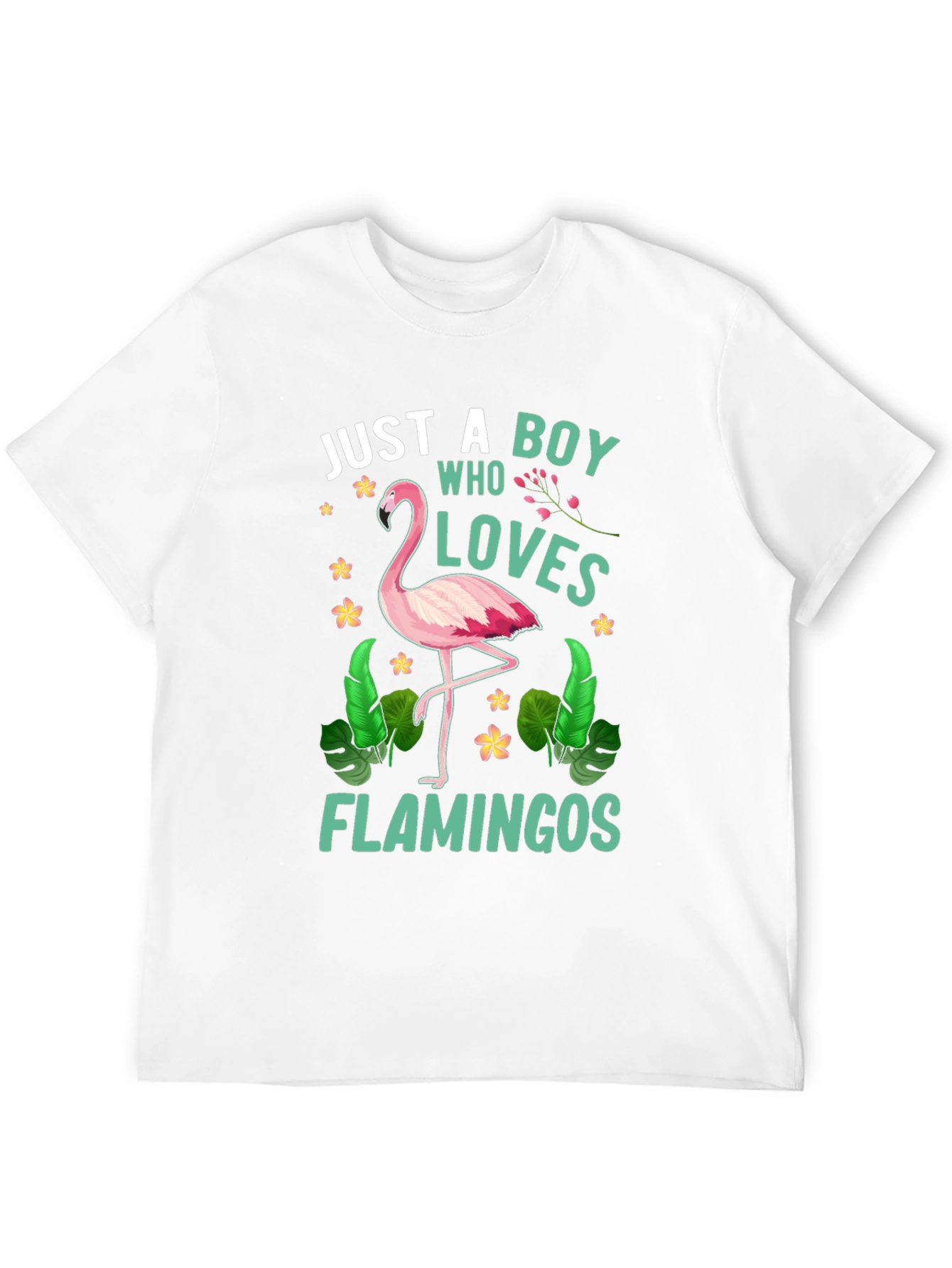 Black Just A Boy Who Loves Flamingos T-Shirt view 12