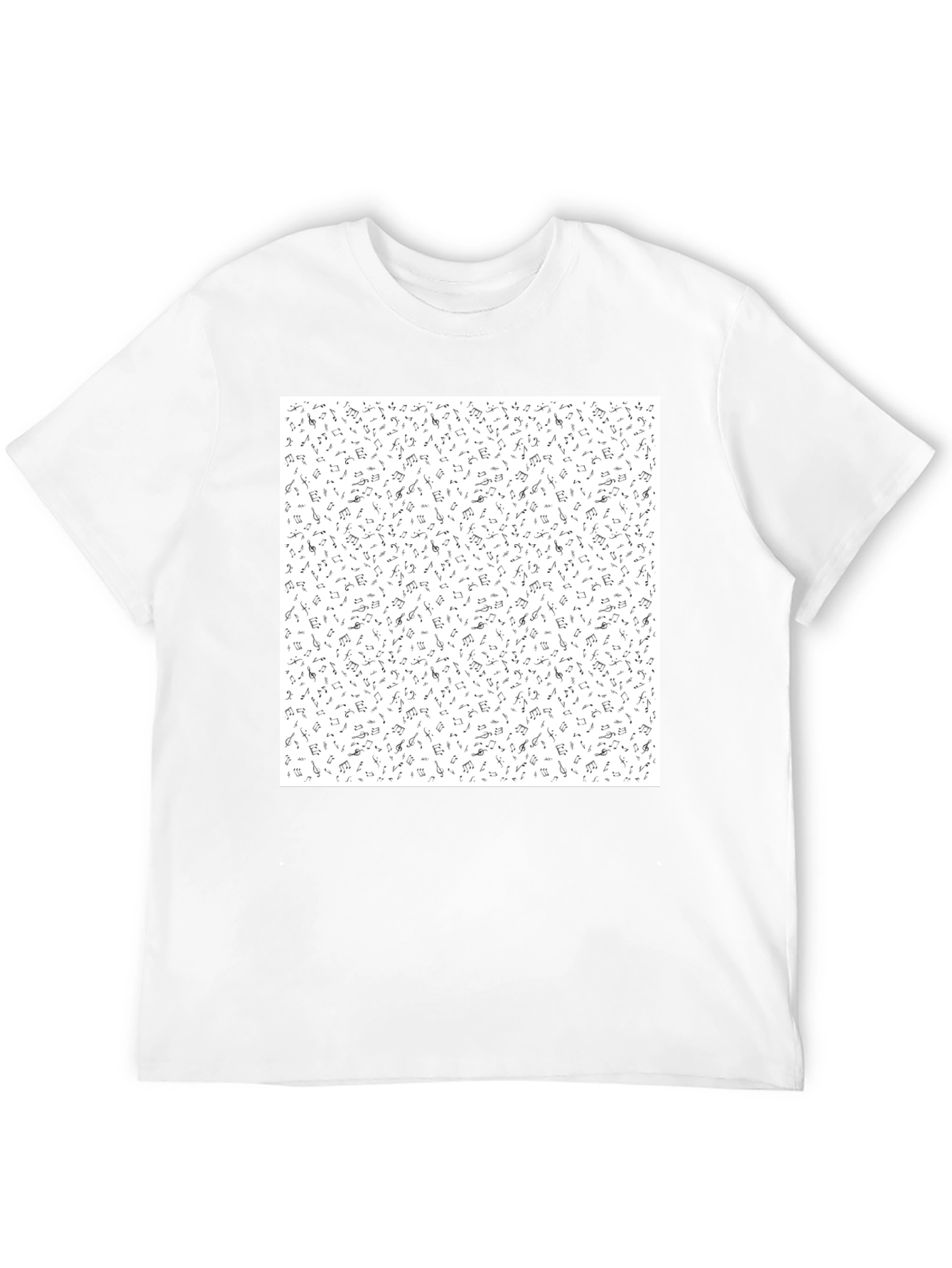 Black Musical Notes Pattern Black T-Shirt view 12