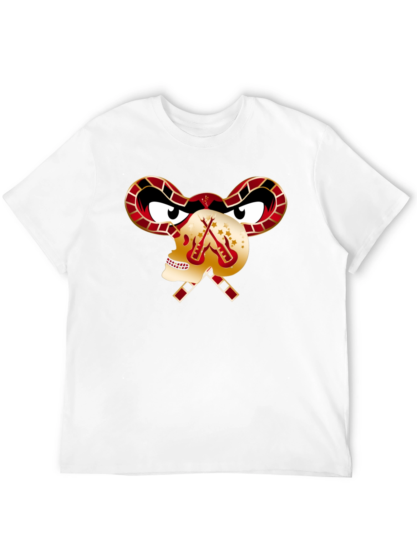 Black Skull Guitar T-Shirt - Edgy Rocker Design view 12