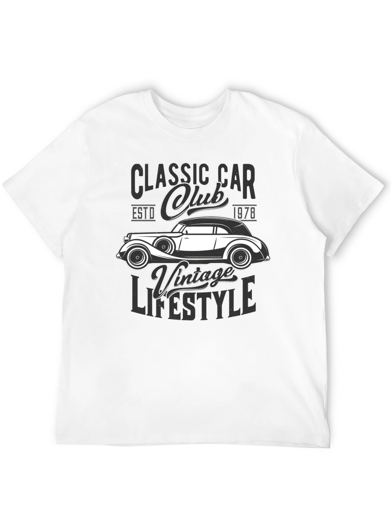 Black Classic Car Club Vintage Lifestyle Graphic T-Shirt view 12