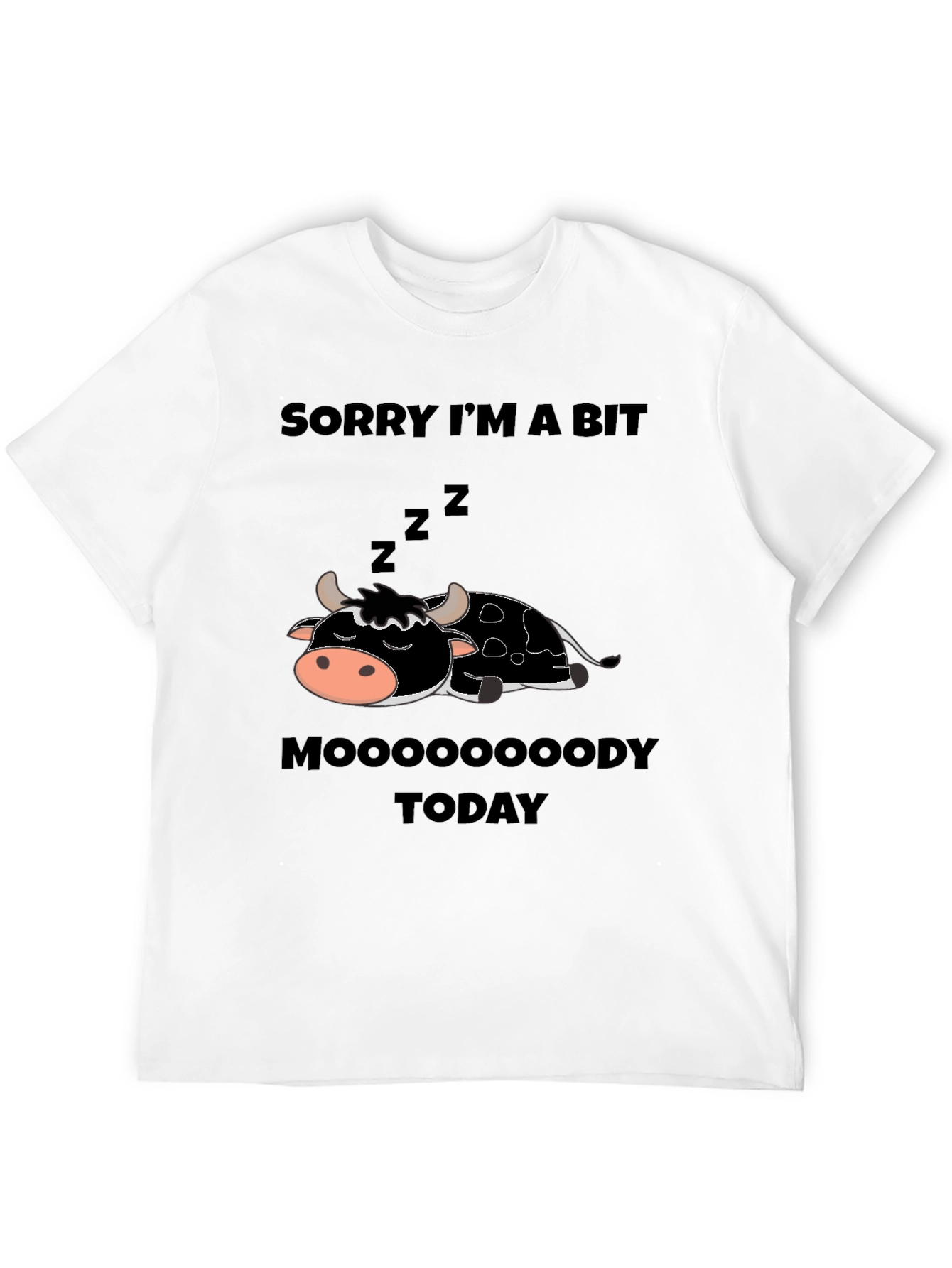Black Moody Cow Graphic Tee - Funny Novelty Shirt view 12