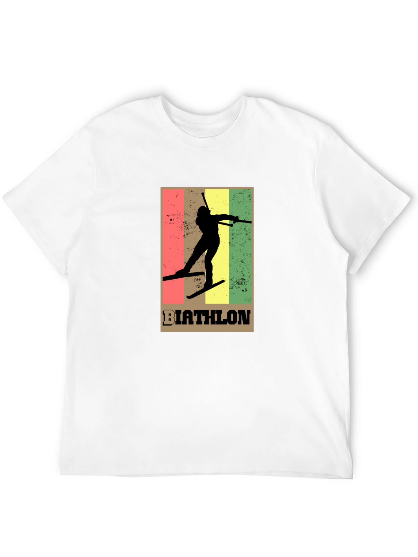 Black Biathlon Skiing T-Shirt - Retro Style Black Tee view 12