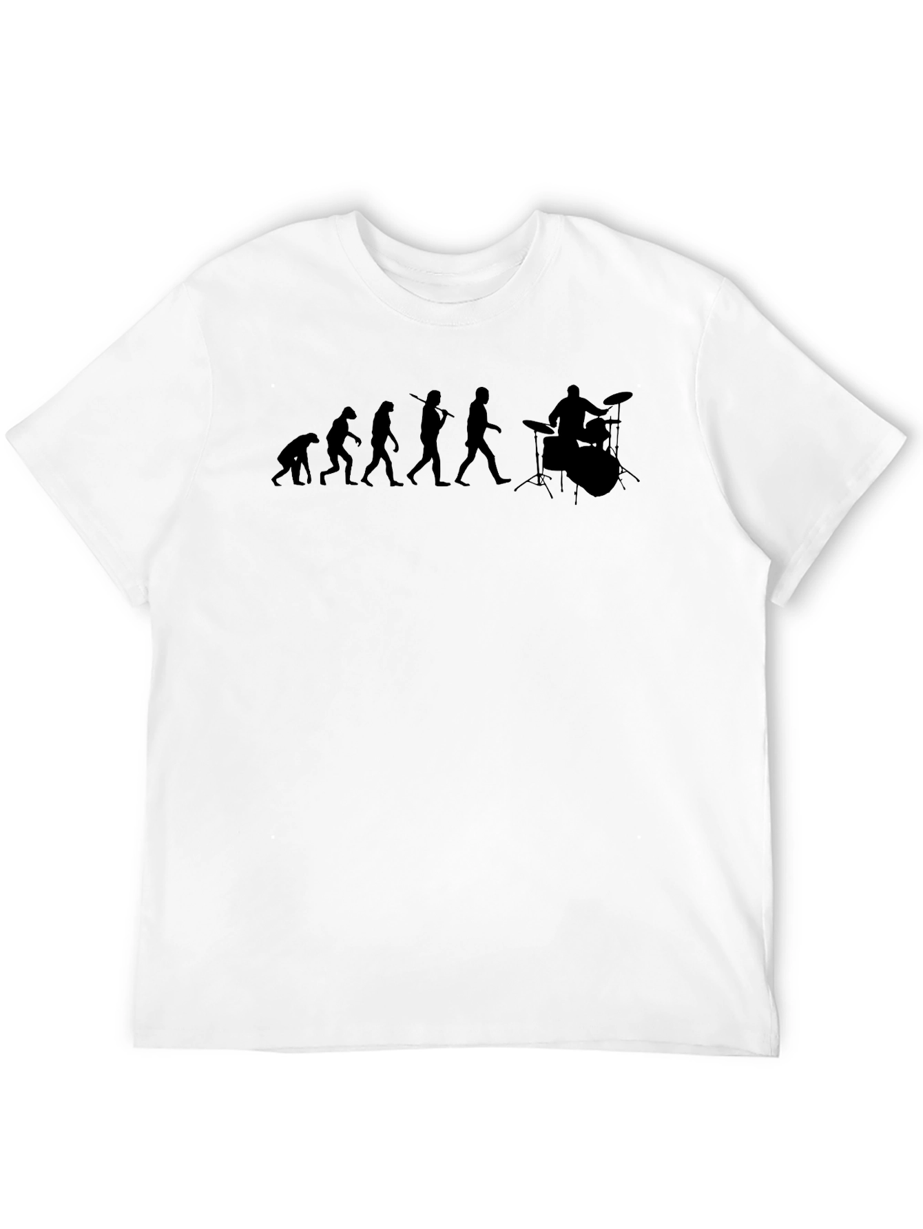 Black Evolution of Drummer T-Shirt - Black Cotton Crew Neck Tee view 12