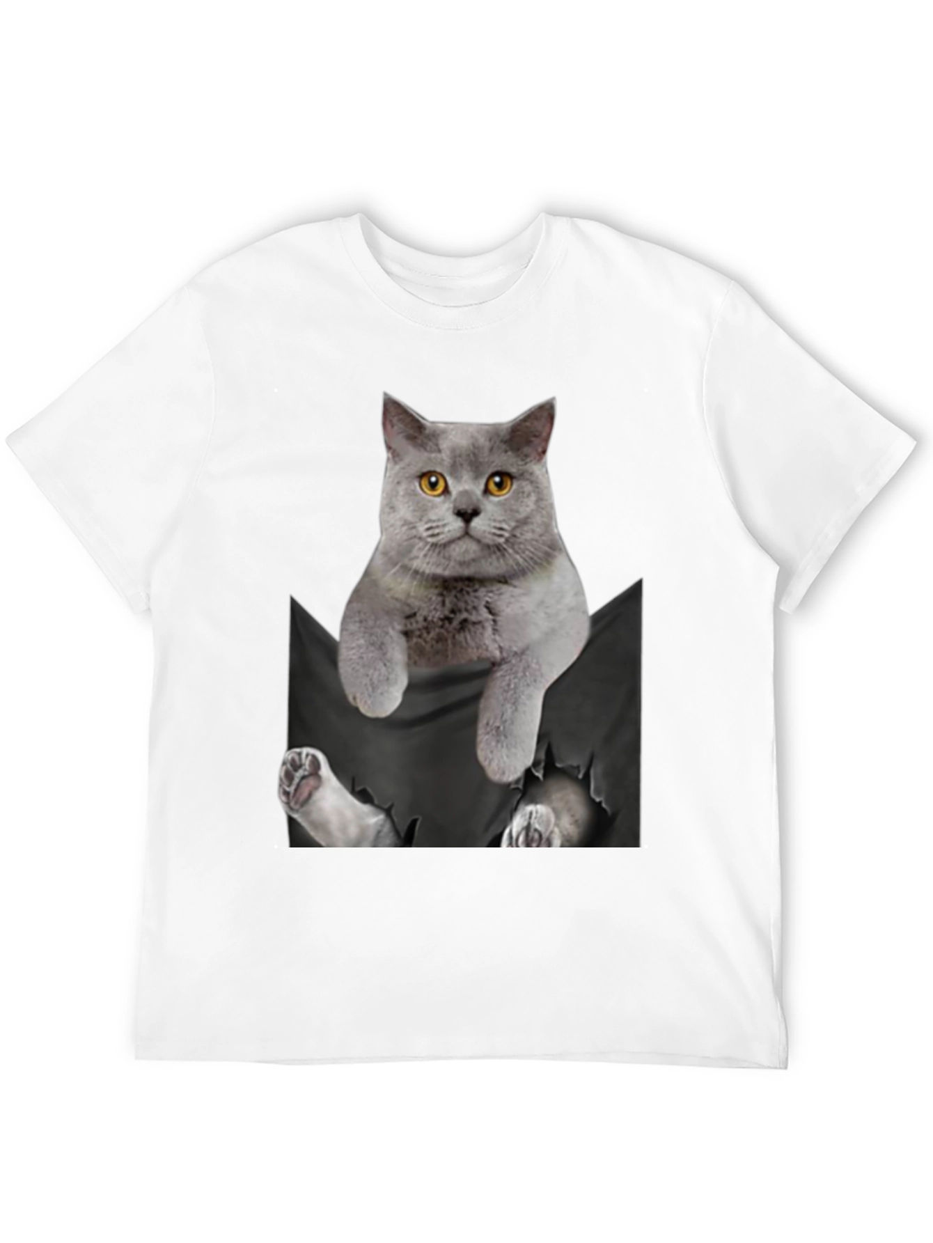 Black Cat Pocket T-Shirt: Hilarious Kitten Peek! view 12