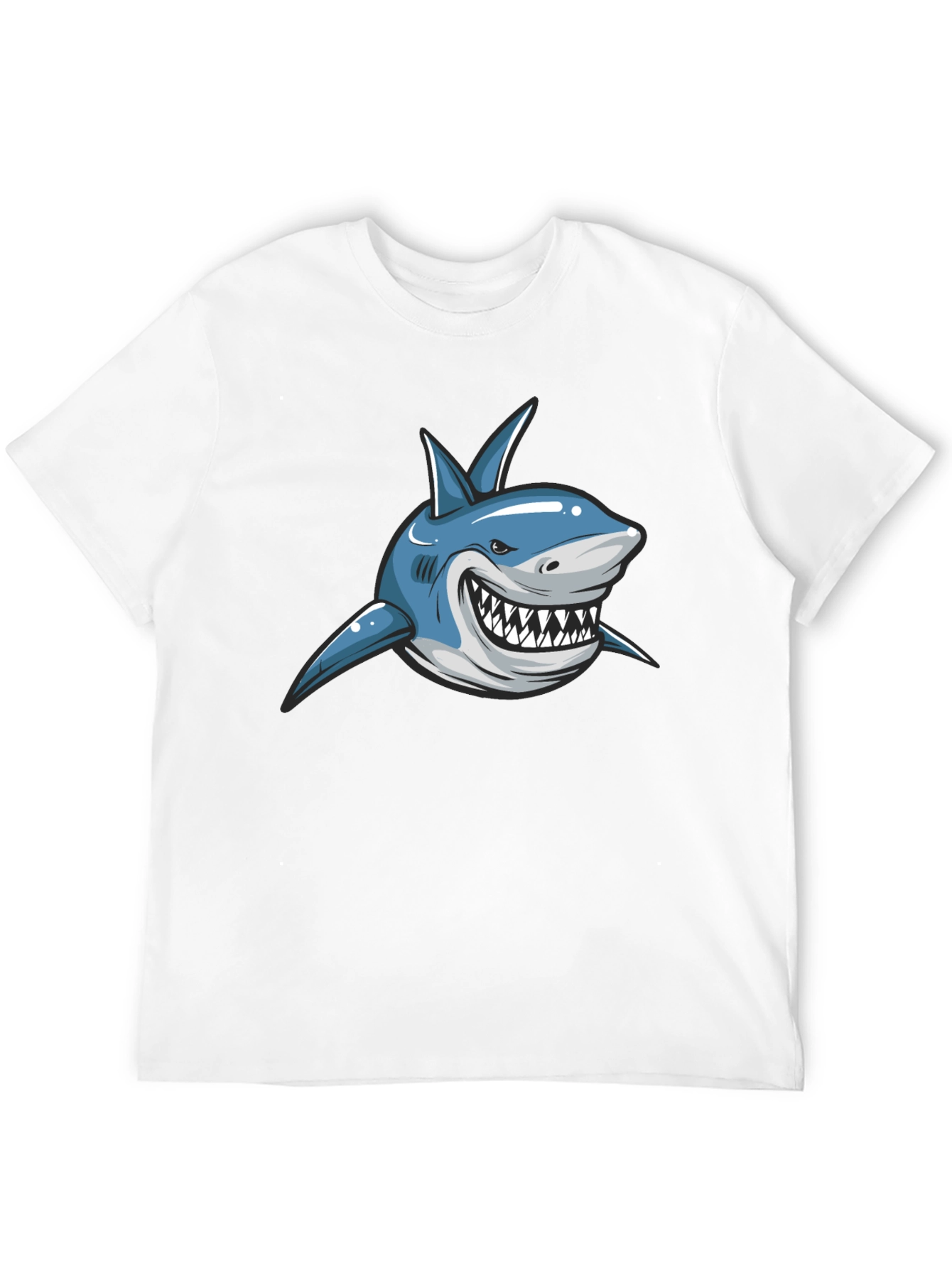 Black Cartoon Shark Graphic T-Shirt - Black view 12