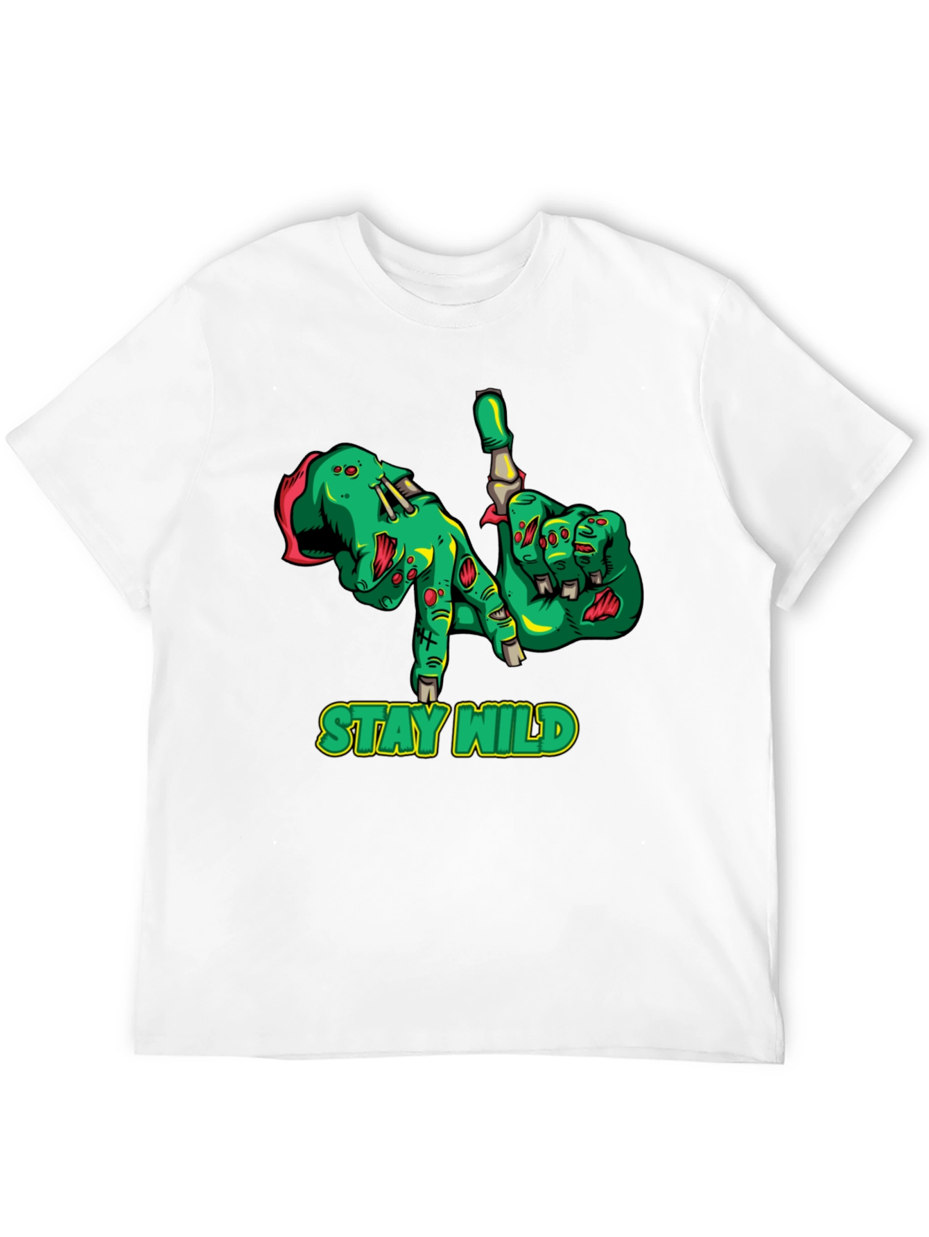 Black Stay Wild Zombie Hands Black Graphic T-Shirt view 12