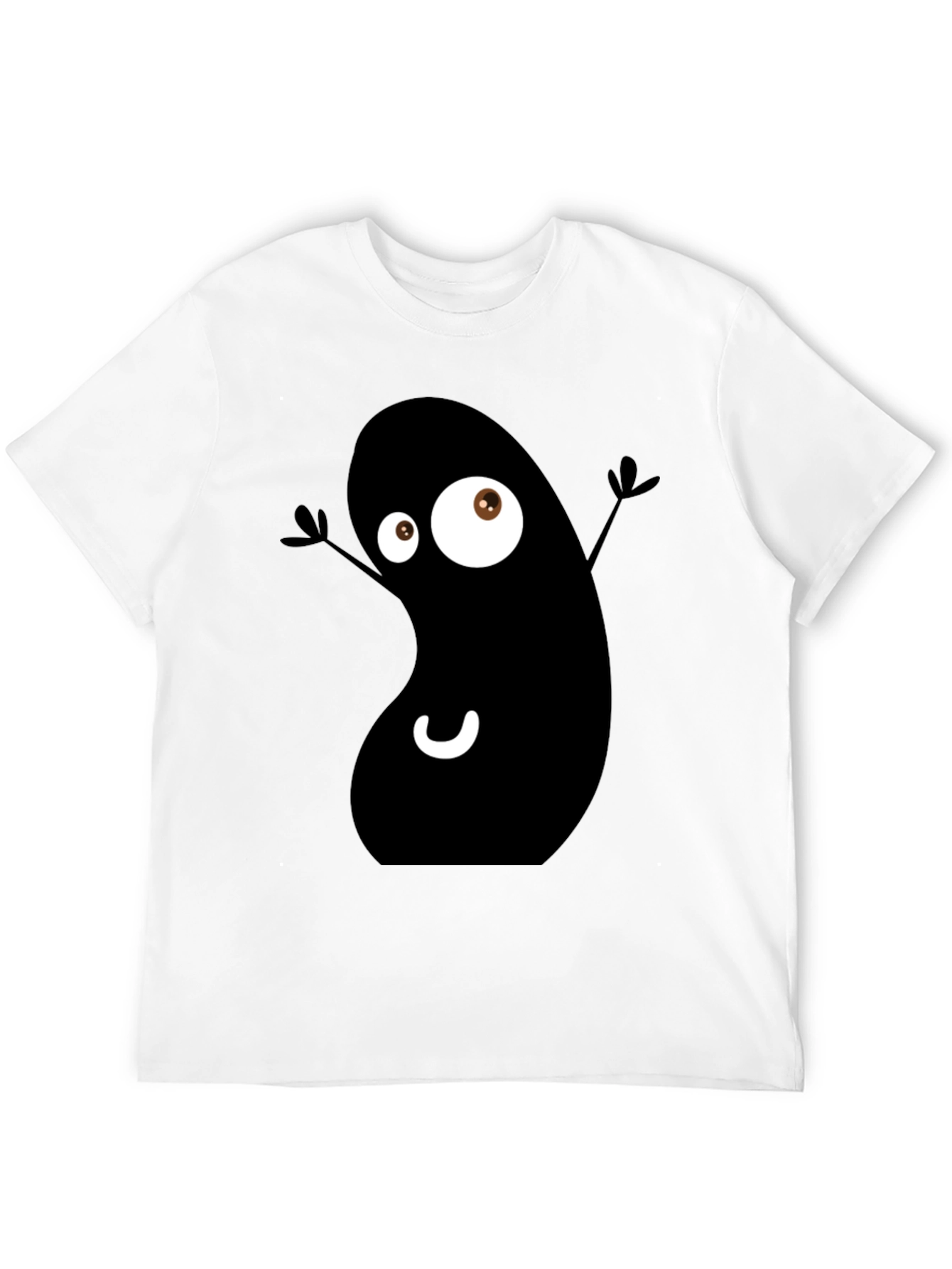Black Funny Black Bean Cartoon Graphic Tee - Casual Comfort view 12