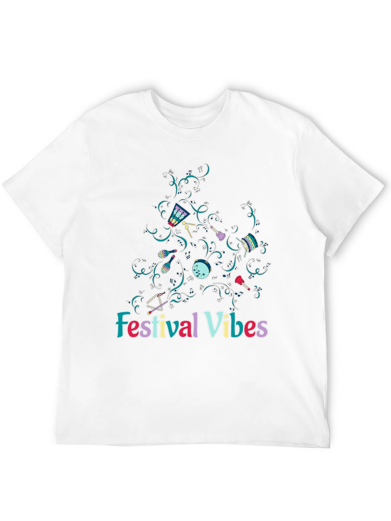 Black Festival Vibes Graphic Tee - Black Cotton T-Shirt view 12