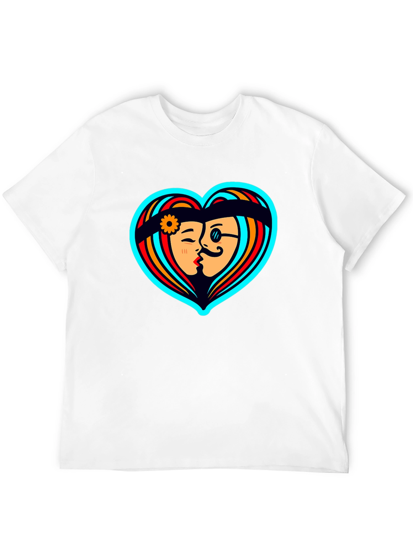 Black Retro Love Heart Graphic Tee - Black Cotton Shirt view 12