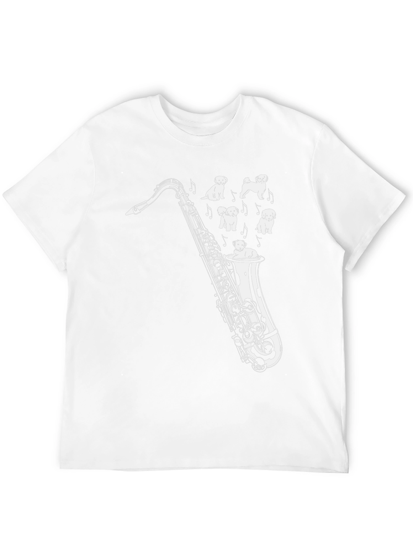 Black Saxophone & Pups Graphic Tee - Men's Black T-Shirt view 12
