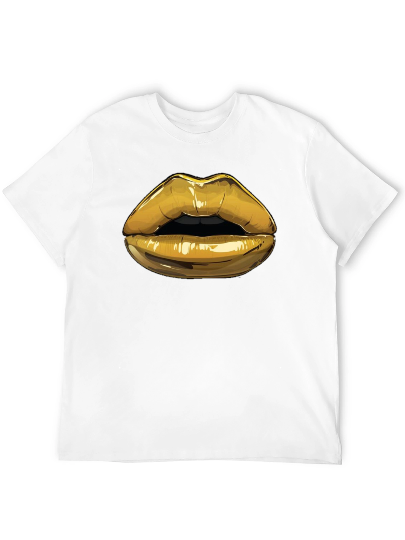 Black Golden Lips Graphic Tee - Stylish Black Cotton Blend Shirt view 12