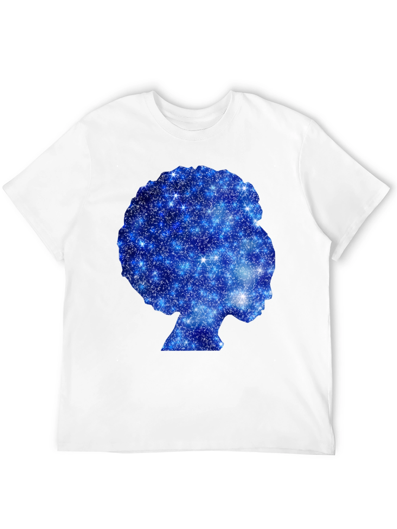 Black Galaxy Afro Woman Silhouette Black T-Shirt view 12