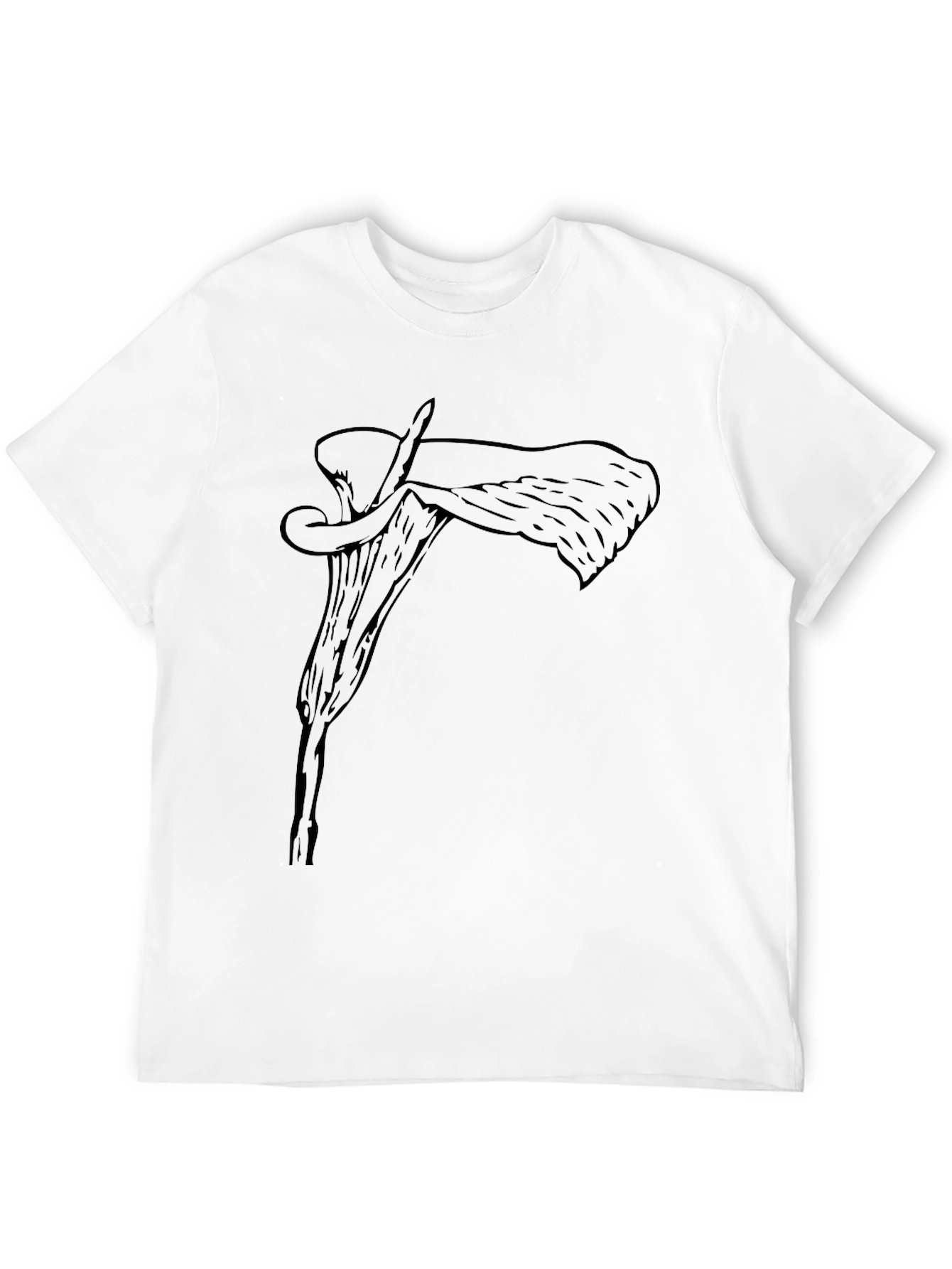 Black Men's Black T-Shirt with Floral Graphic view 12