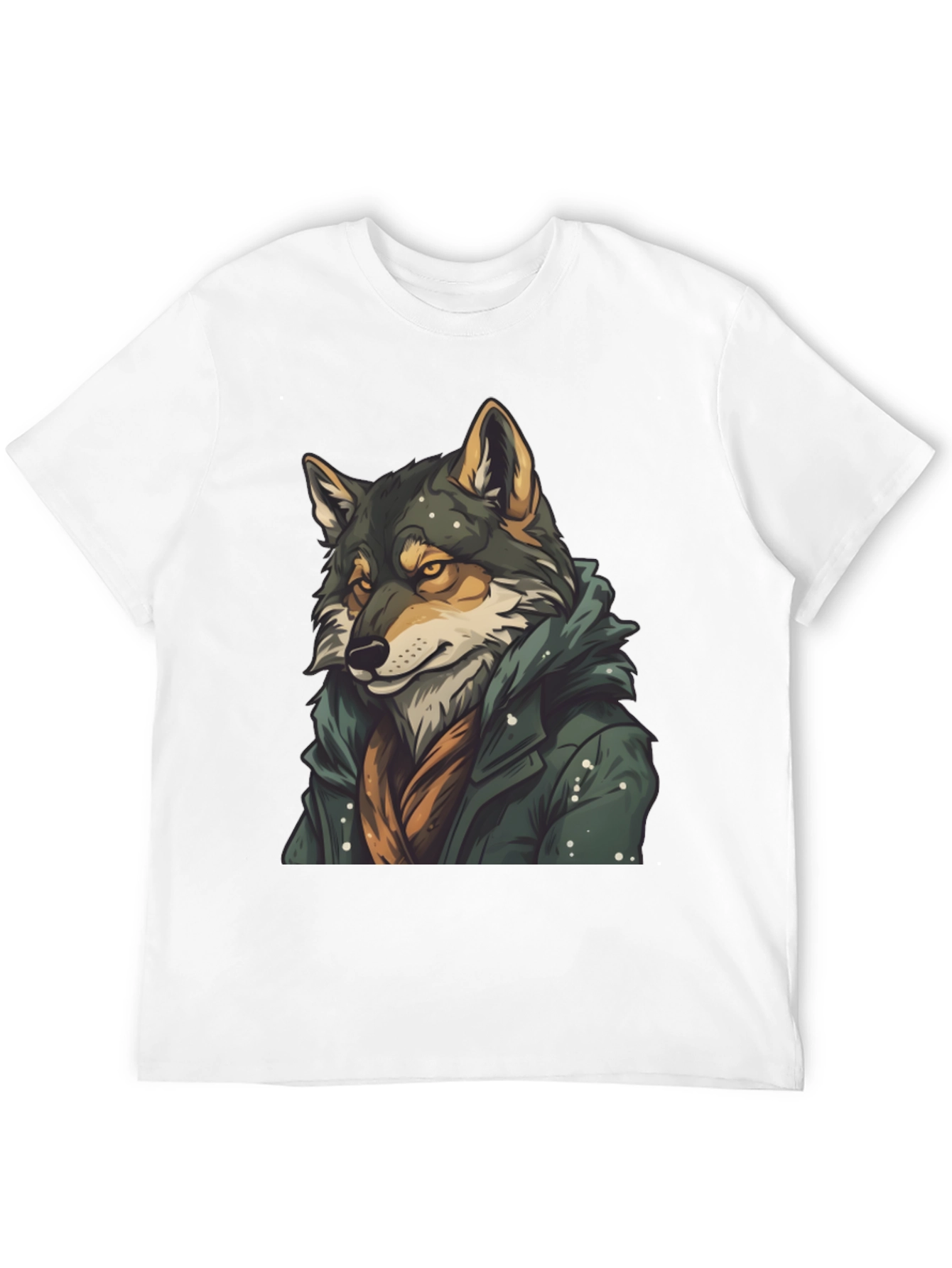 Black Wolf in Coat Graphic T-Shirt - Stylish Animal Tee view 12