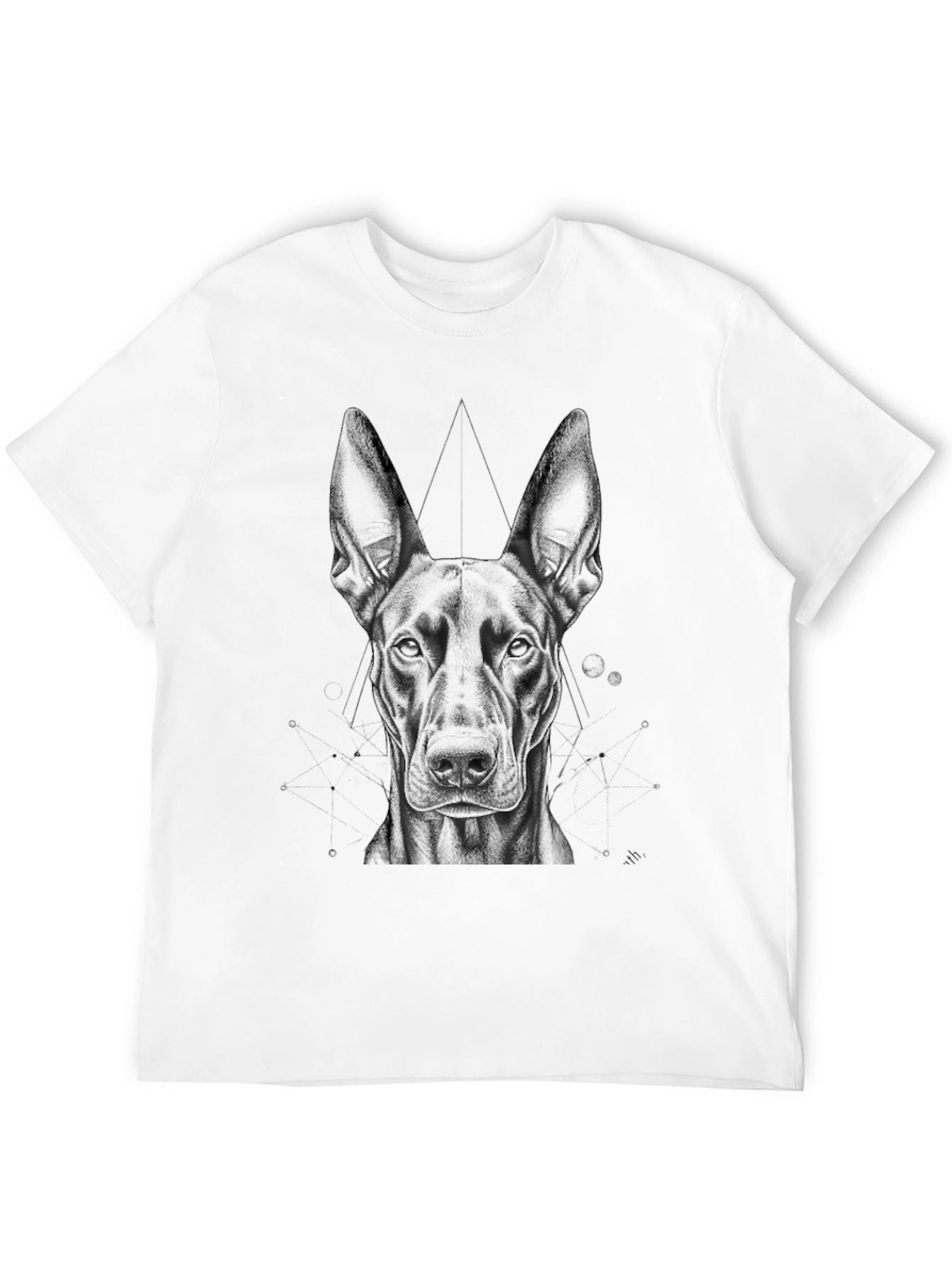 Geometric Dog Graphic Tee - Black Cotton T-Shirt - 12