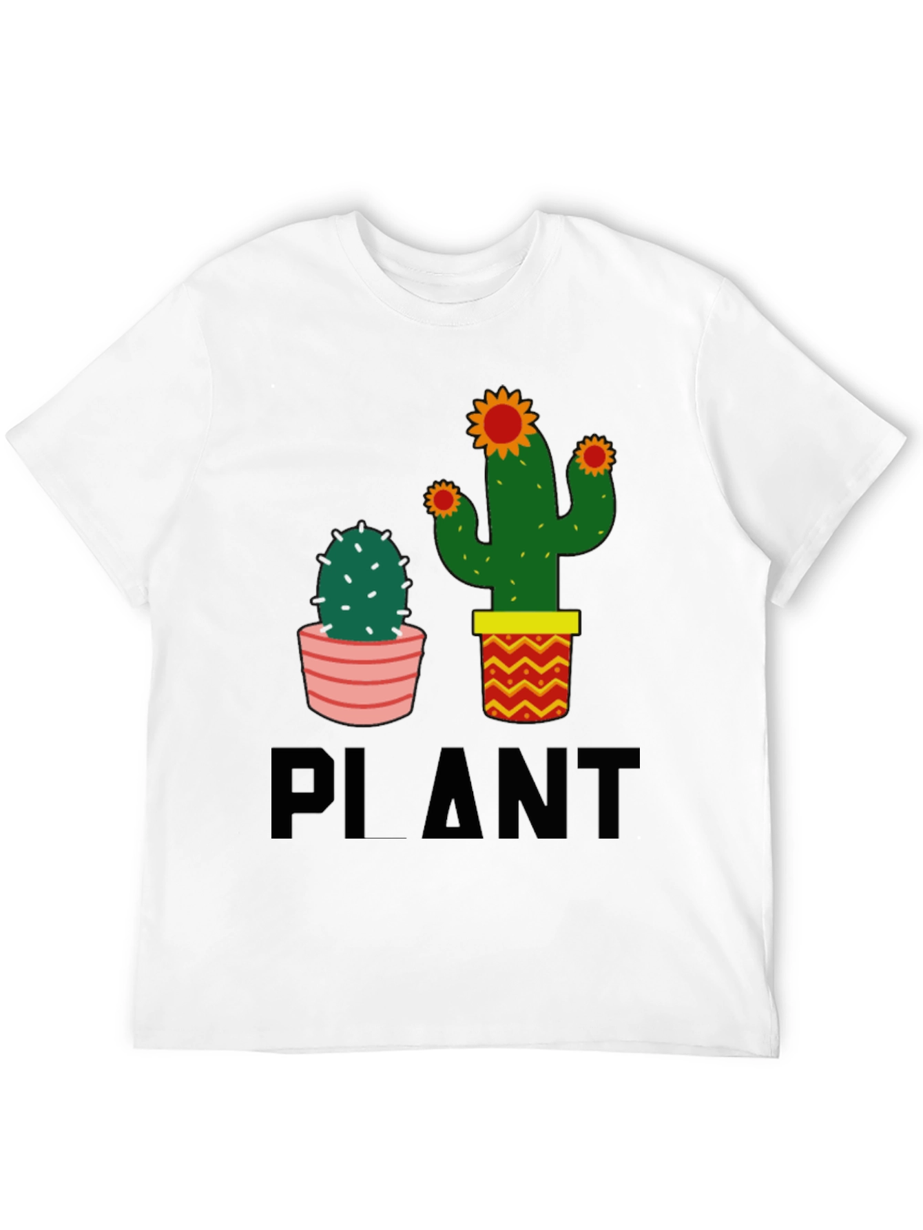Black Cactus Plant Graphic Tee - Black Cotton Casual T-Shirt view 12