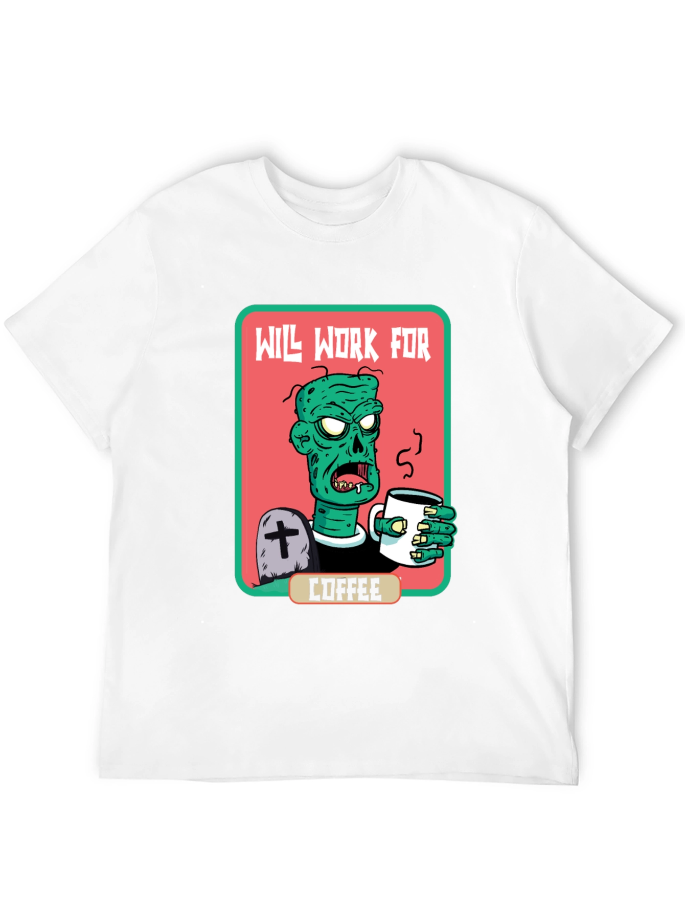 Black Zombie Will Work for Coffee Graphic Tee view 12