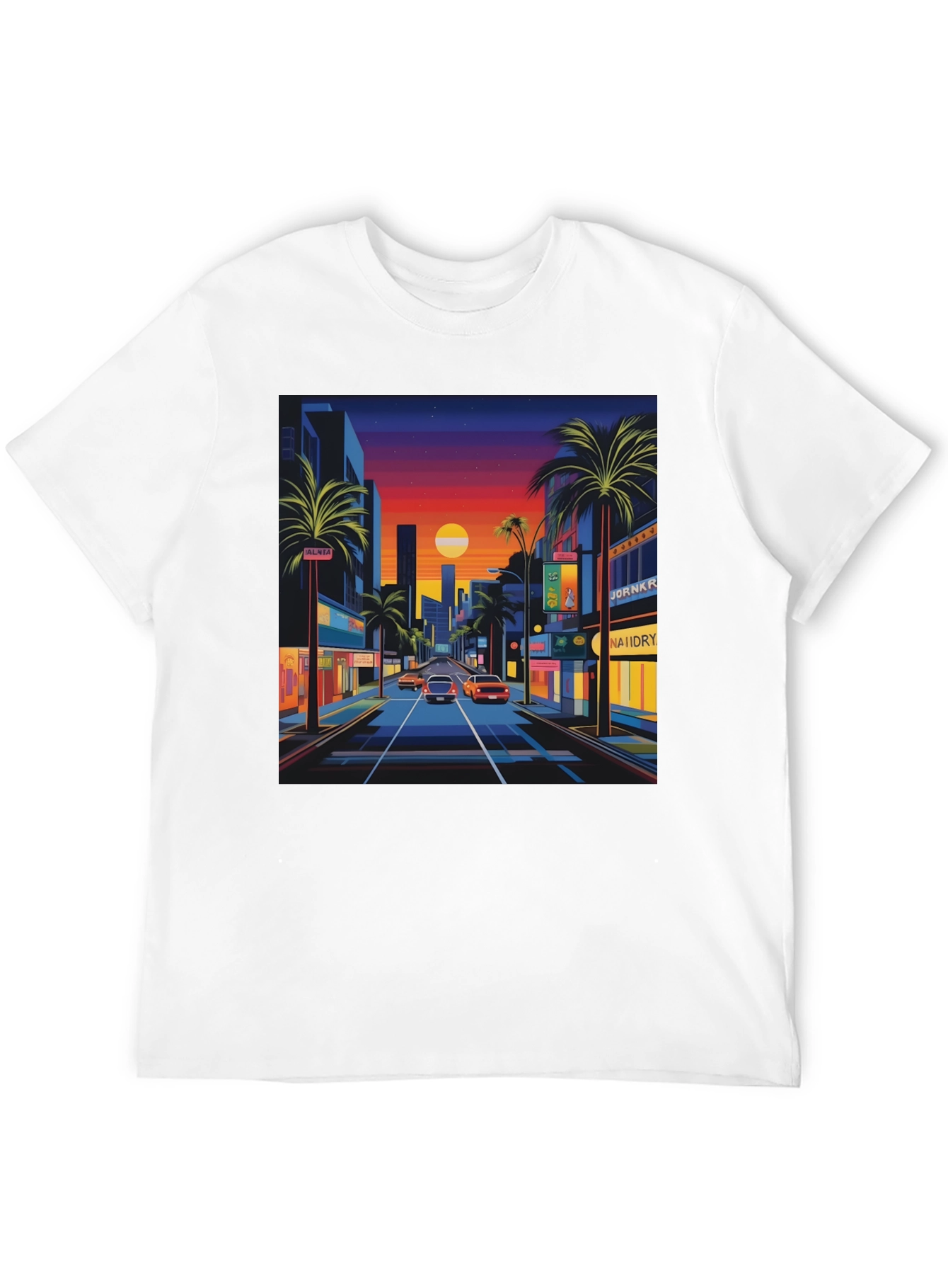 Black Sunset Cityscape Graphic Tee - Retro Style view 12