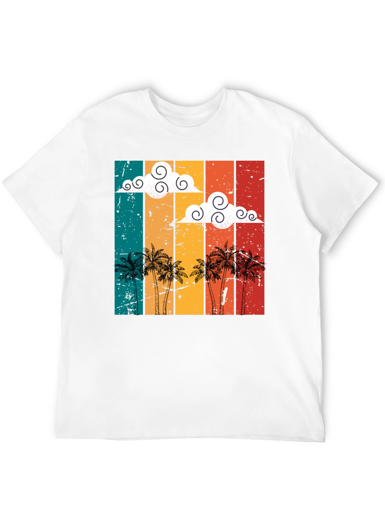 Black Retro Sunset Palm Tee - Vintage Style Black T-Shirt view 12