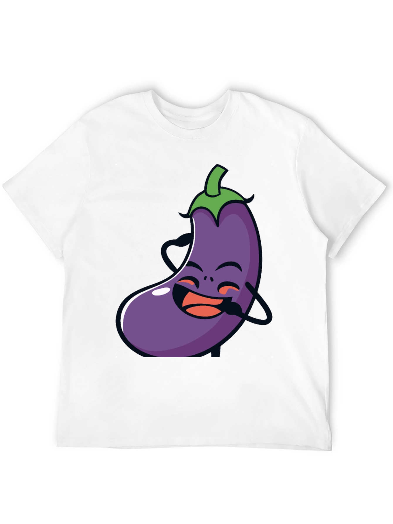 Funny Eggplant Graphic Tee - Black Cotton T-Shirt - 12
