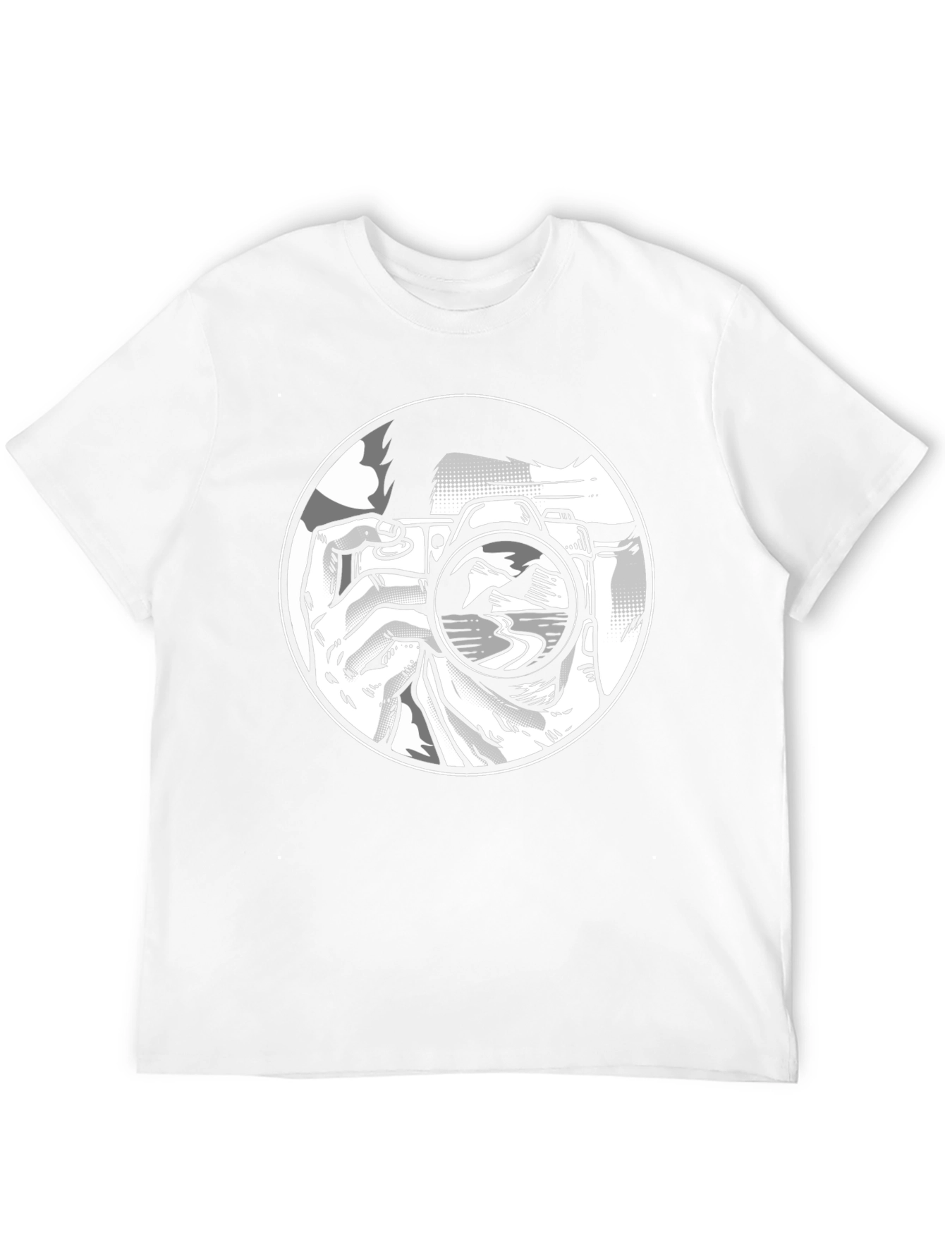 Black Photographer Graphic T-Shirt - Black Crew Neck Tee view 12