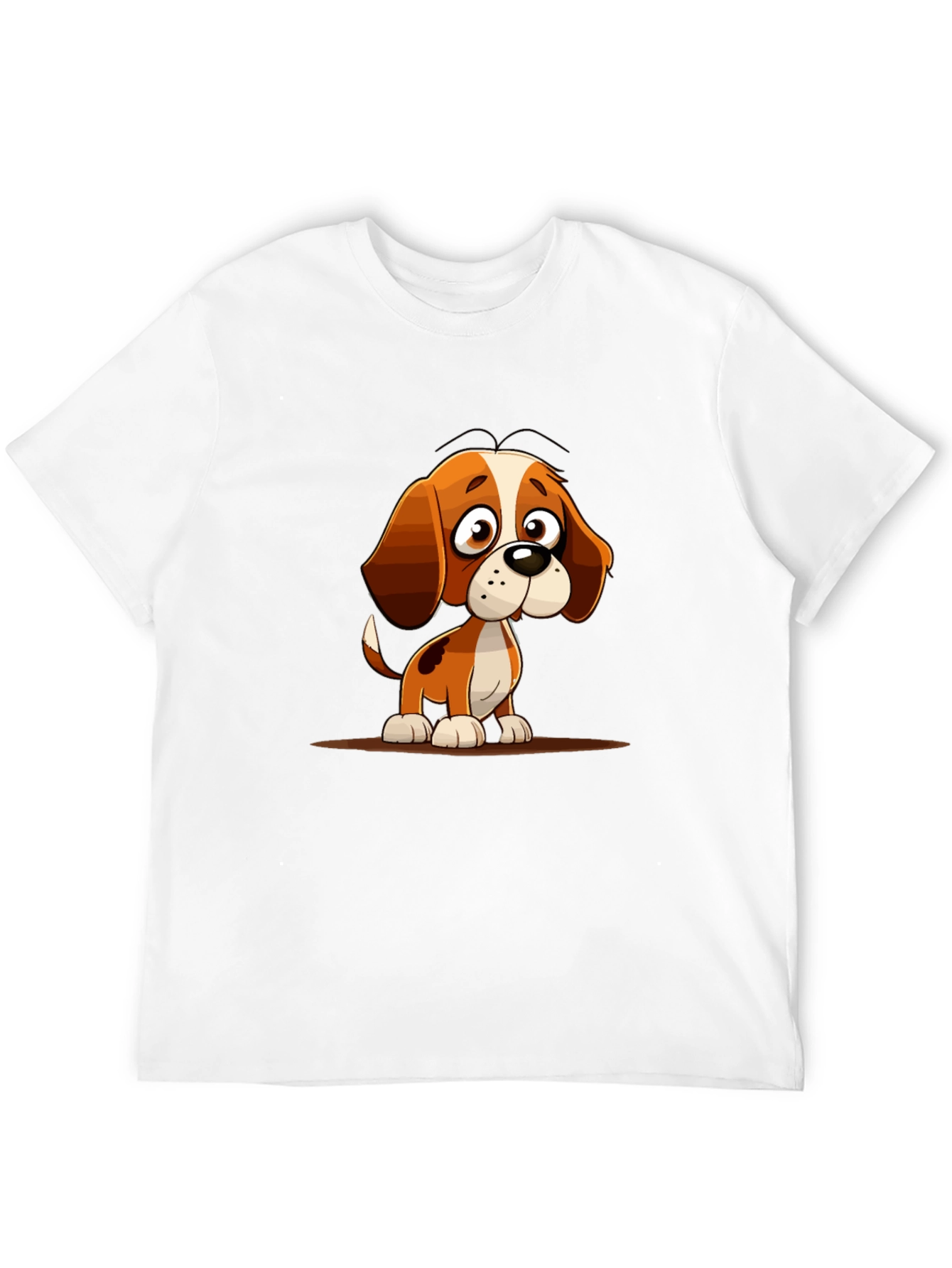 Black Cute Cartoon Dog Graphic Tee - Unisex view 12