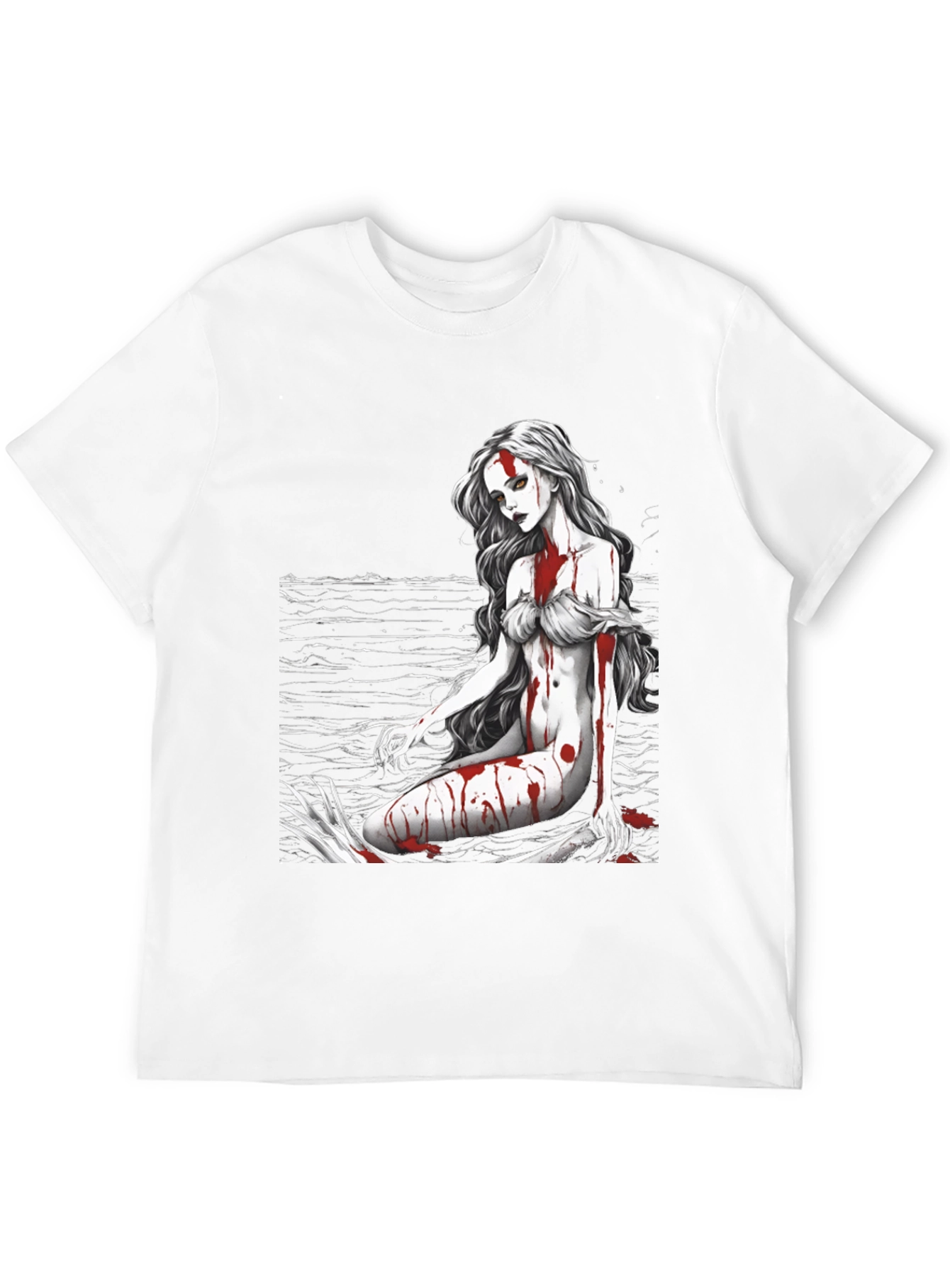 Black Gothic Mermaid Graphic Tee - Black view 12