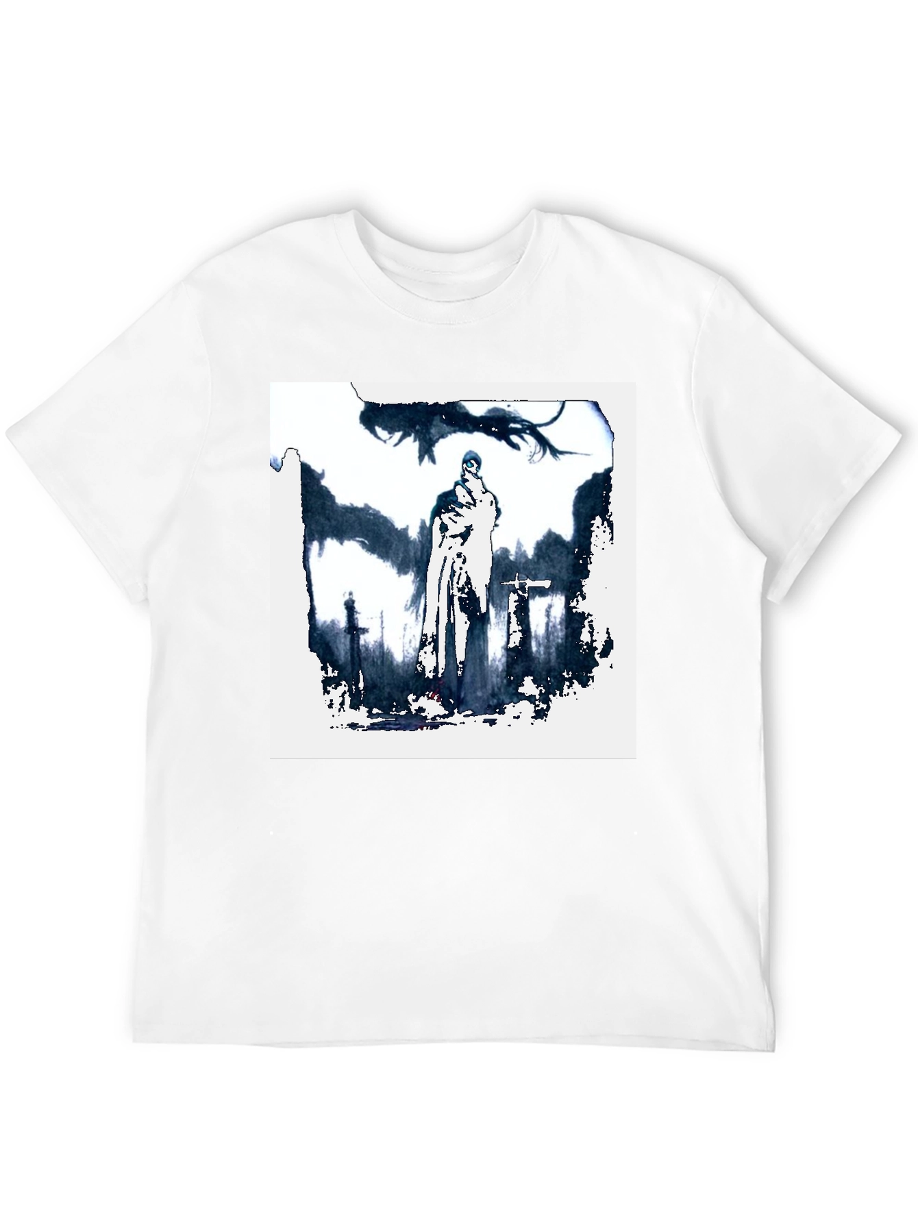 Black Mystic Knight Graphic Tee - Black Cotton T-Shirt view 12