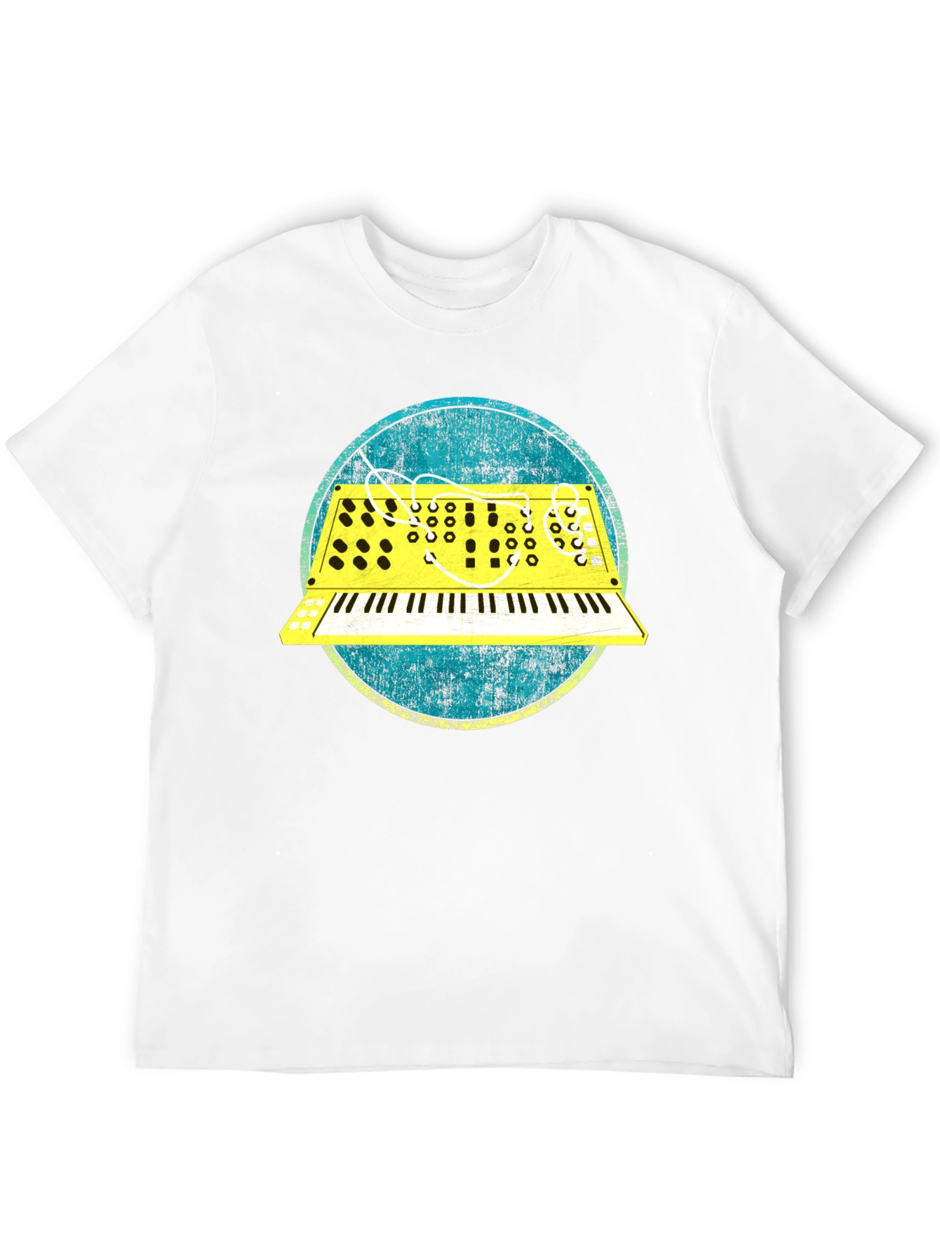 Black Retro Synth Graphic Tee - Vintage Keyboard T-Shirt view 12