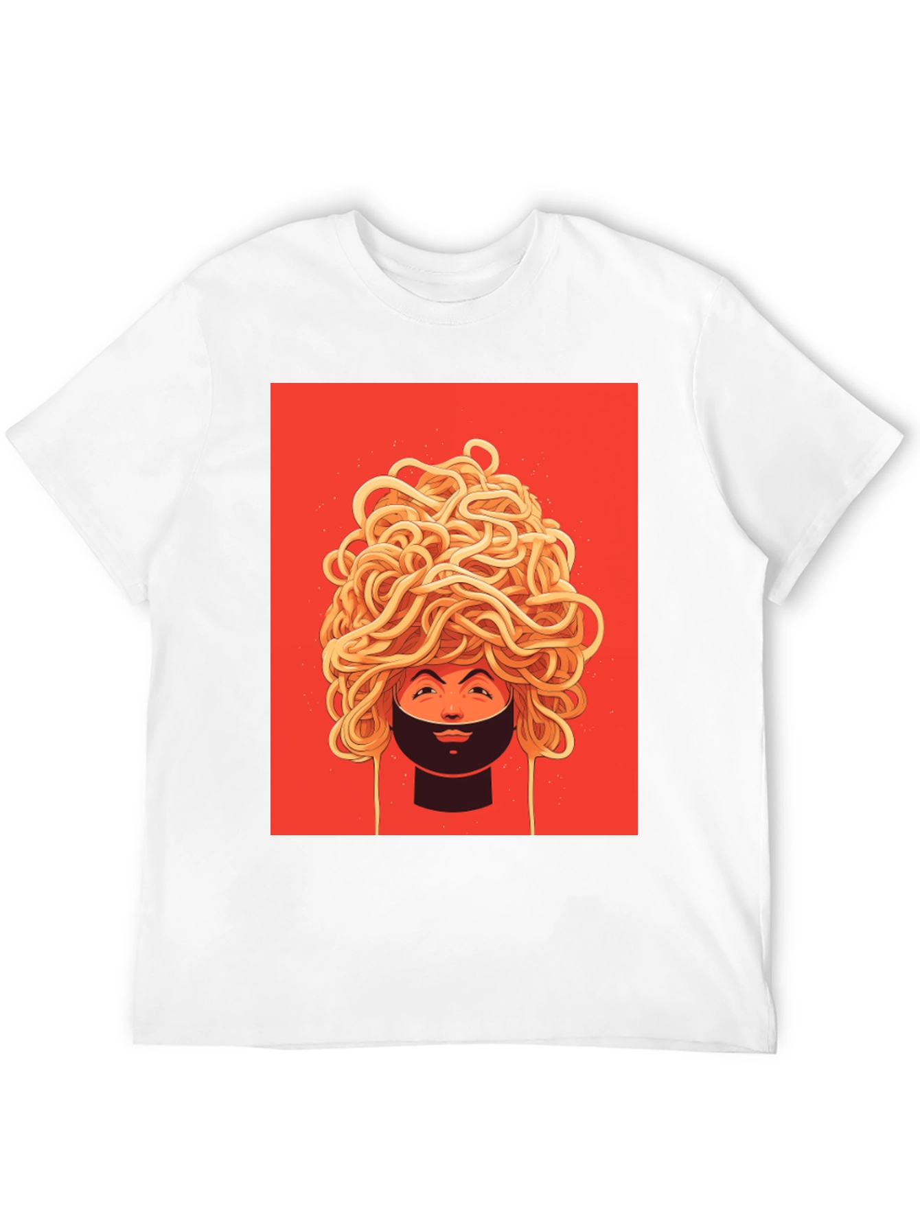 Black Spaghetti Head Graphic Tee - Quirky Unisex T-Shirt view 12