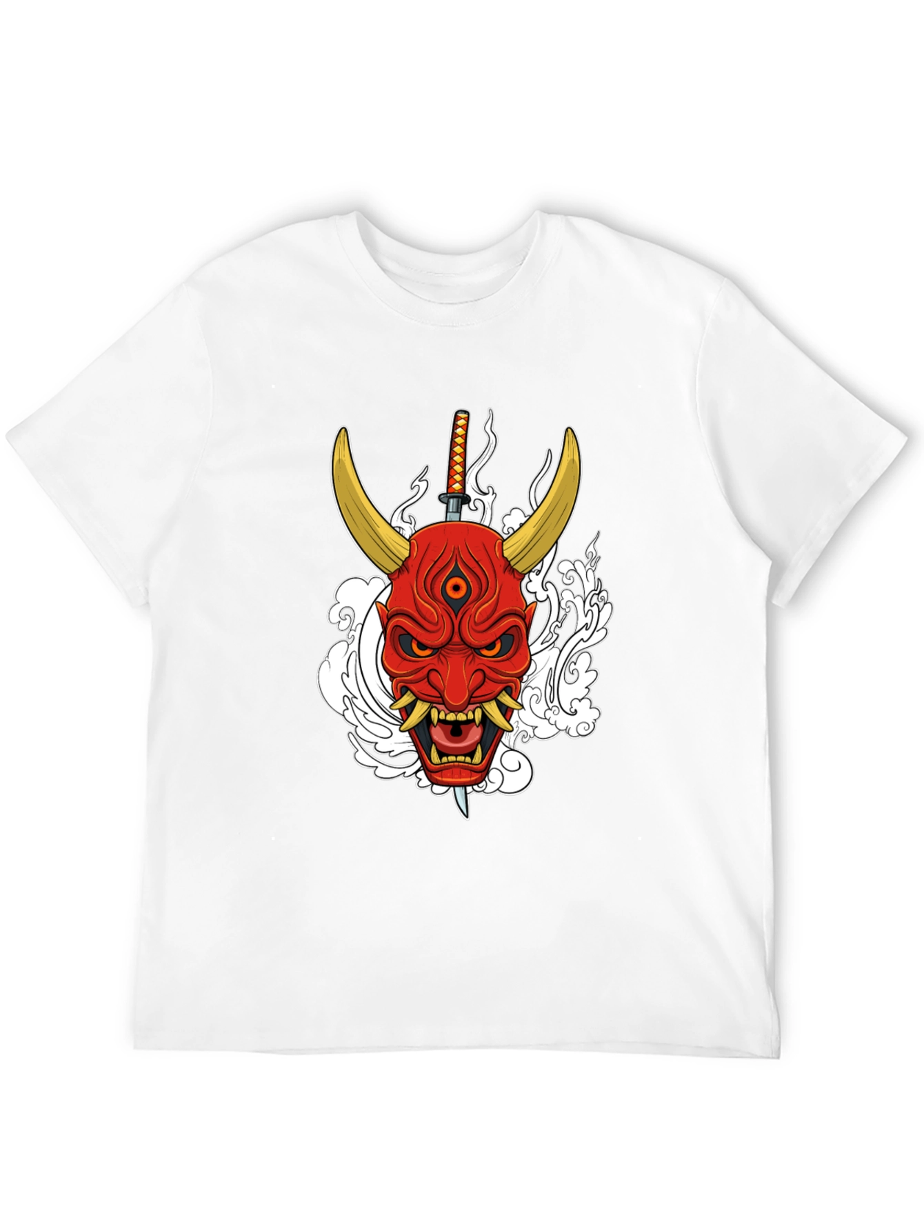 Black Samurai Oni Mask Graphic T-Shirt view 12
