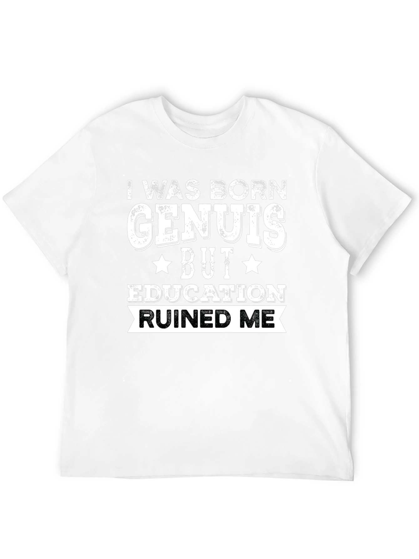 Black I Was Born Genius Funny T-Shirt view 12