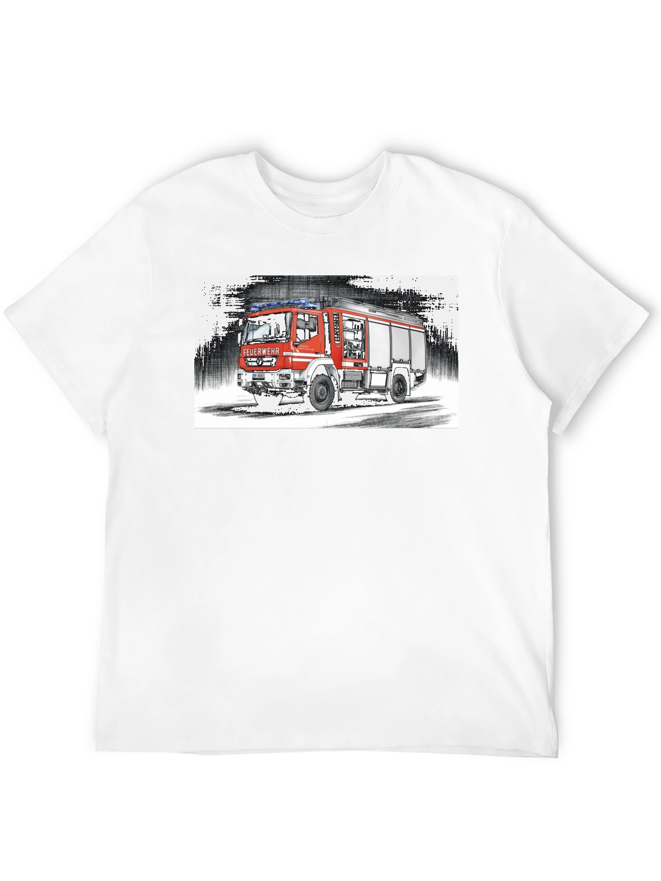 Black Fire Truck Graphic Tee - Black Cotton T-Shirt view 12