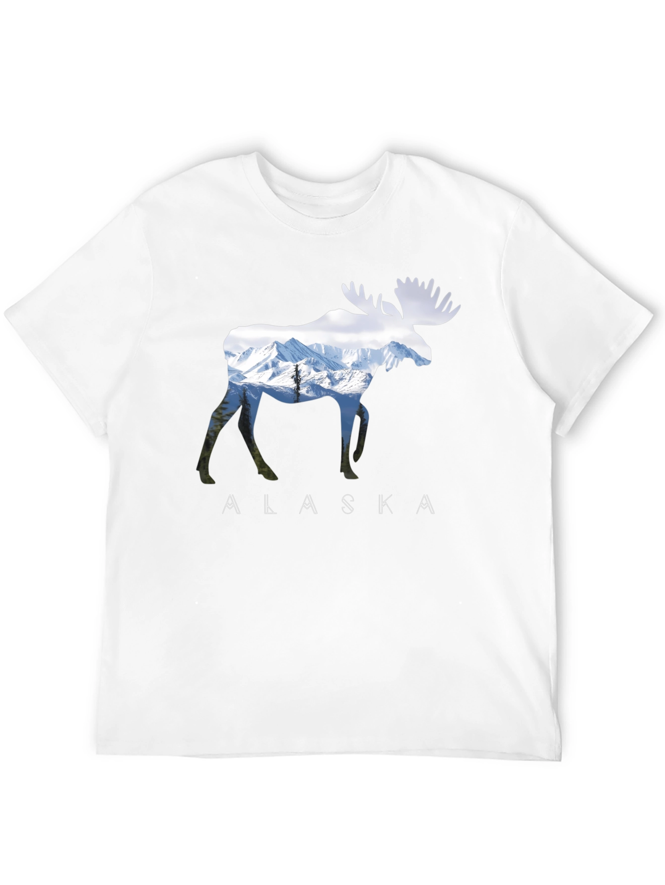 Black Alaska Moose Graphic Print T-Shirt view 12