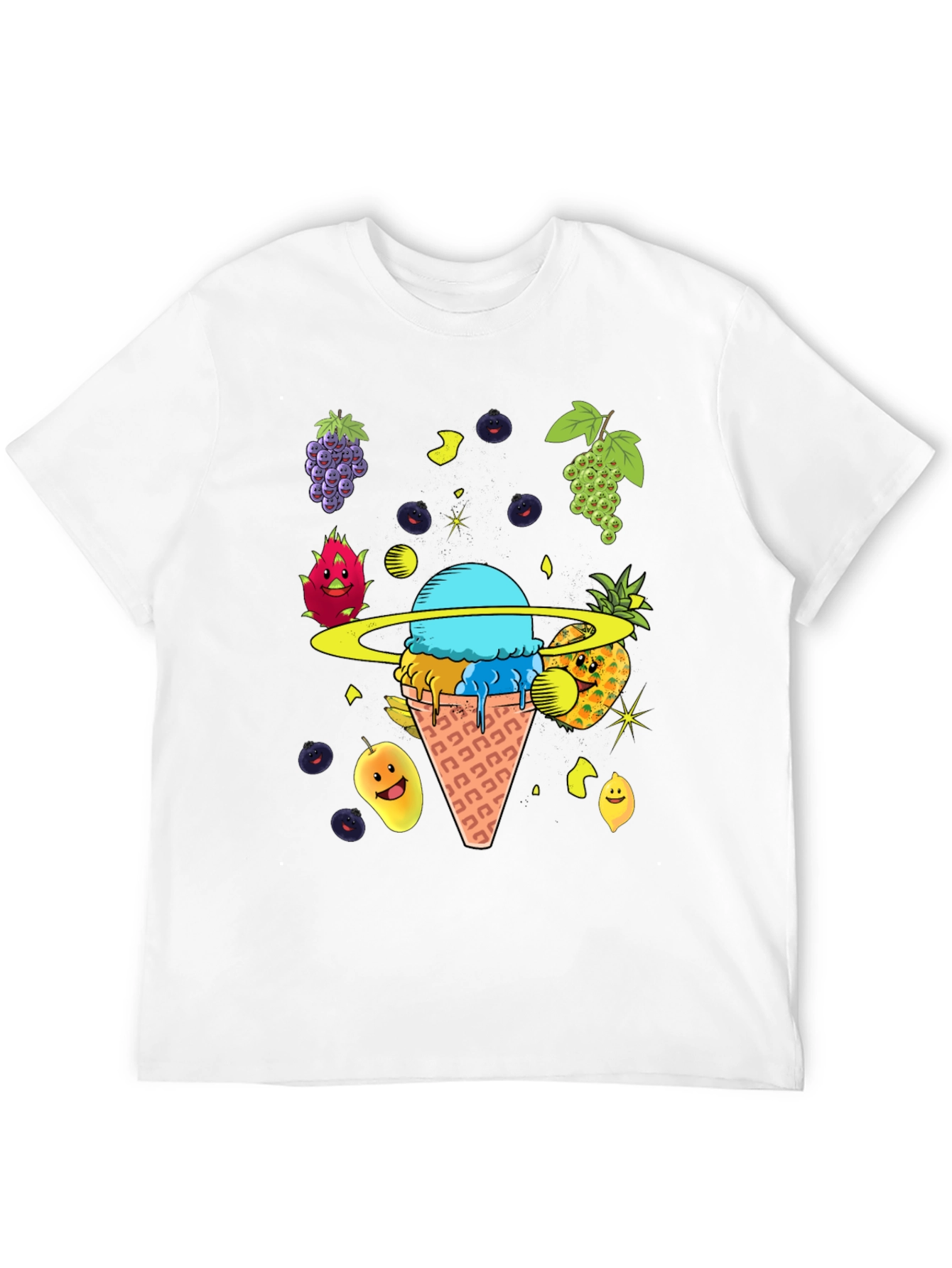 Black Fruit Ice Cream Planet Graphic T-Shirt view 12