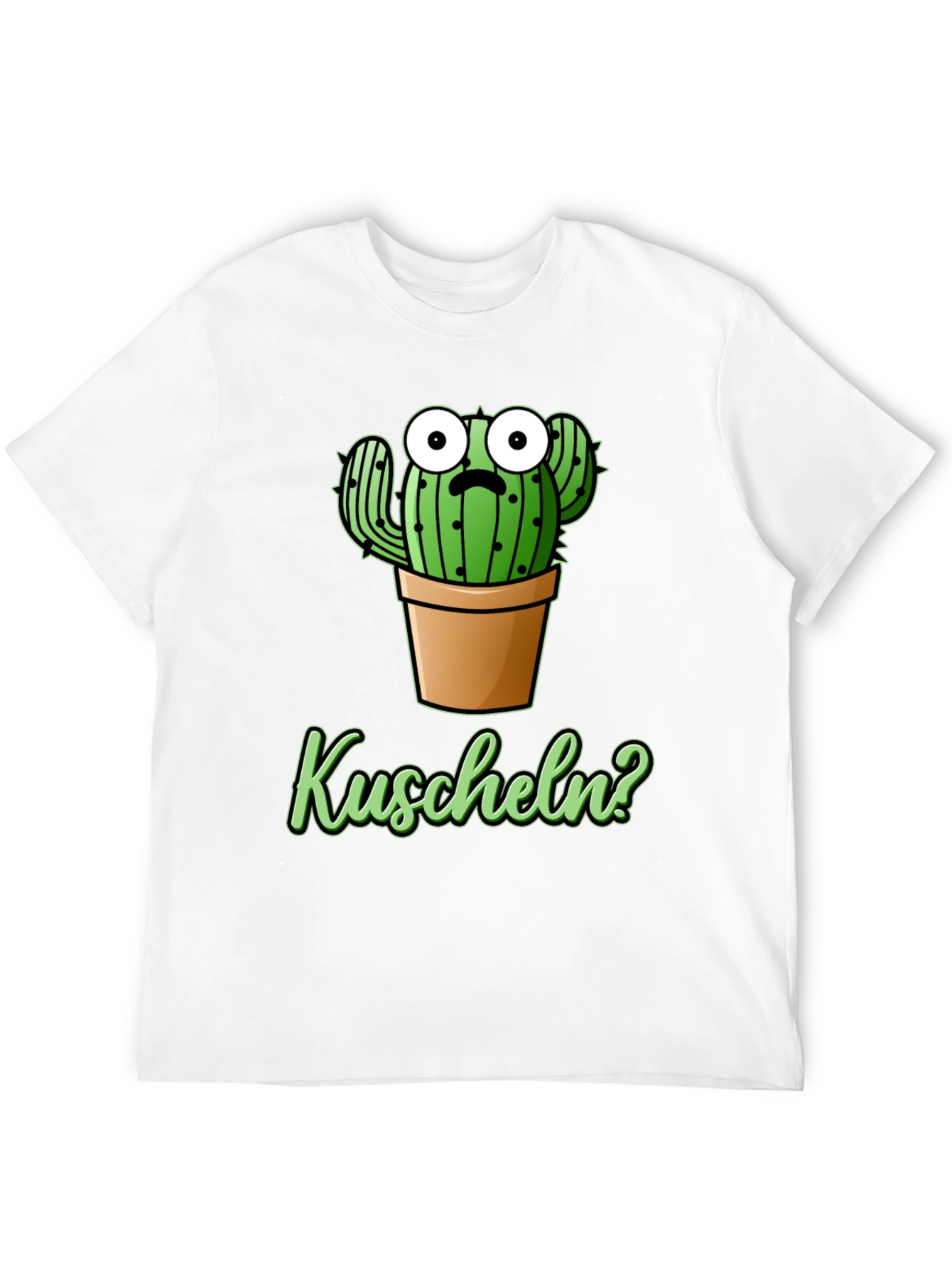 Black Cactus 'Kuscheln?' Black Graphic T-Shirt view 12