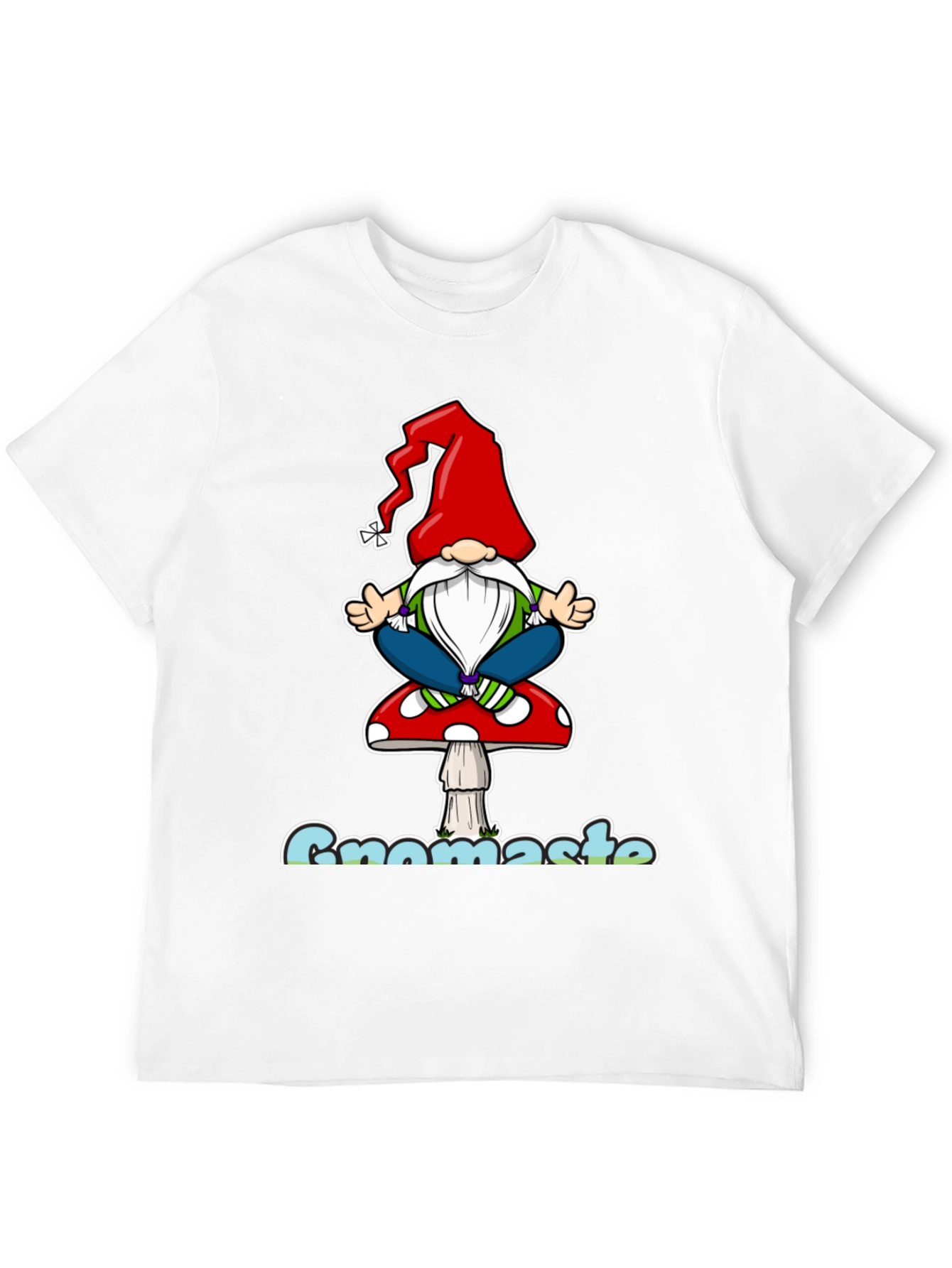 Black Gnomaste T-Shirt - Yoga Gnome on Mushroom view 12