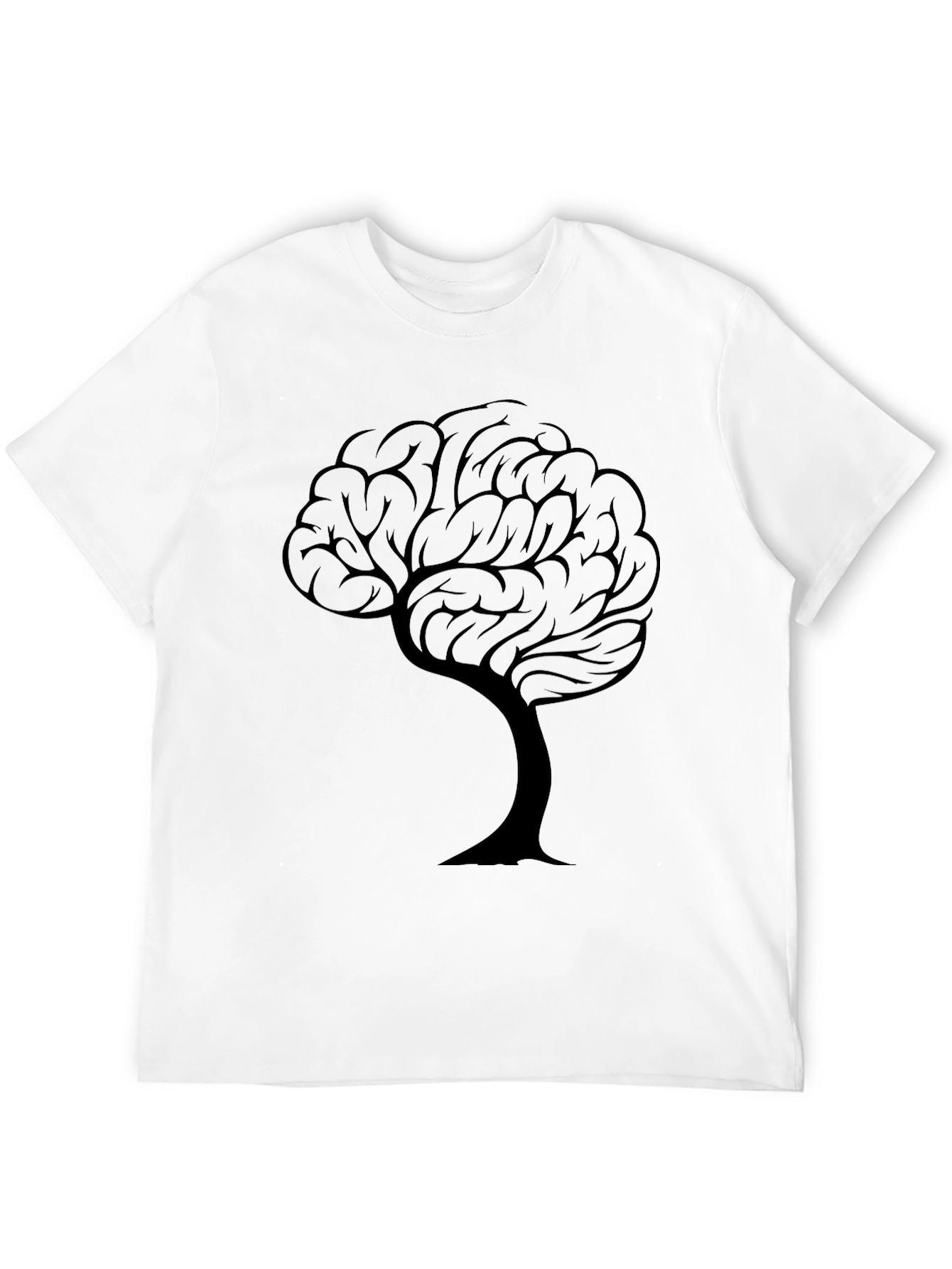 Black Brain Tree Graphic Tee - Thoughtful Design T-Shirt view 12