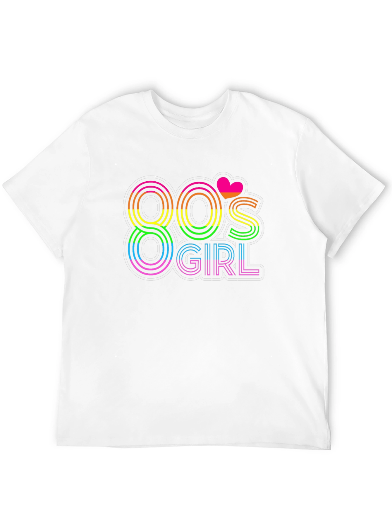Black 80's Girl Retro T-Shirt - Rainbow Neon Design view 12