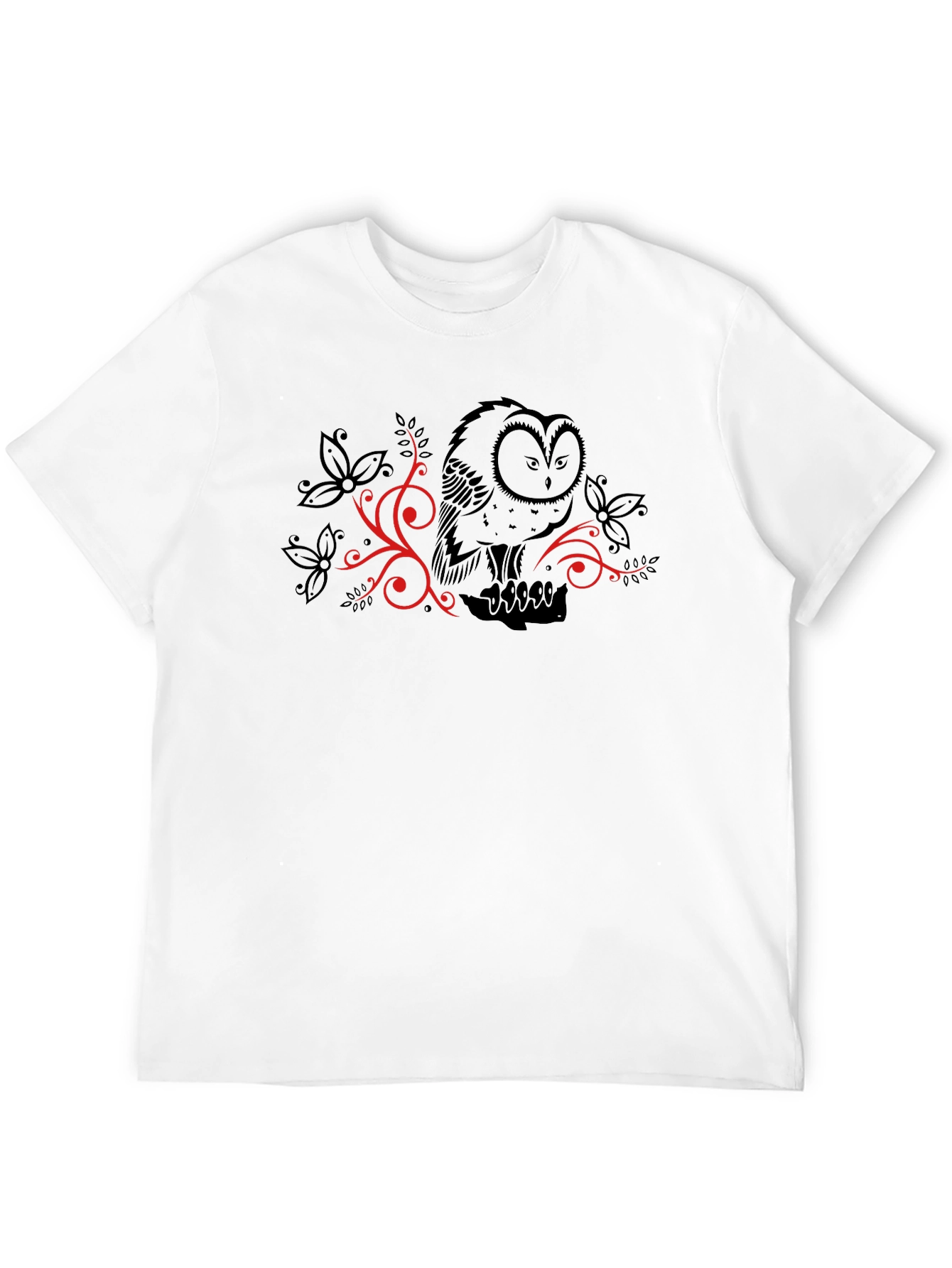 Black Owl Graphic Print T-Shirt - Casual Black Tee view 12