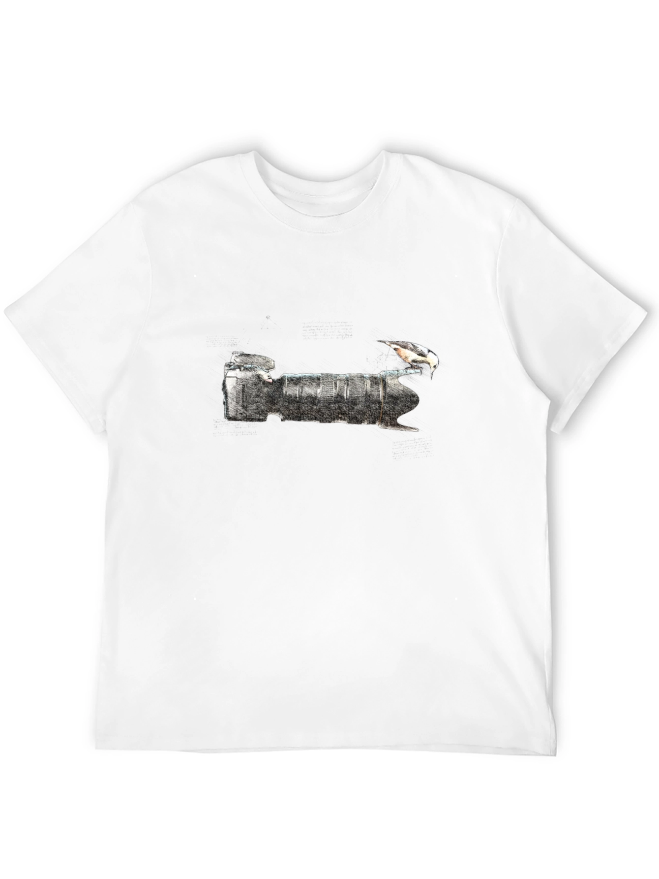 Black Camera Lens & Bird Graphic T-Shirt - Stylish Black Tee view 12