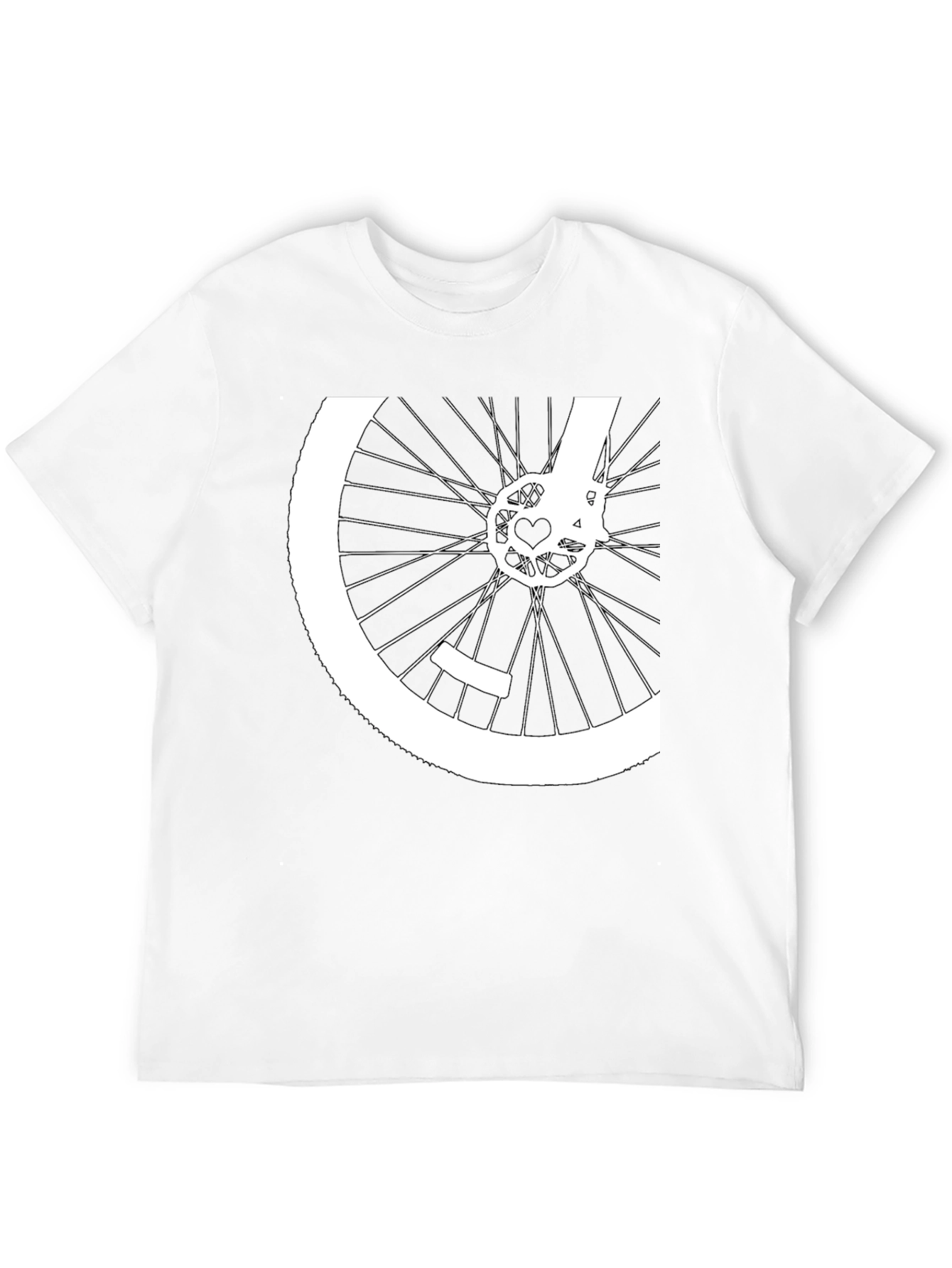 Black Bike Wheel Heart Graphic Tee - Black Cotton Blend view 12