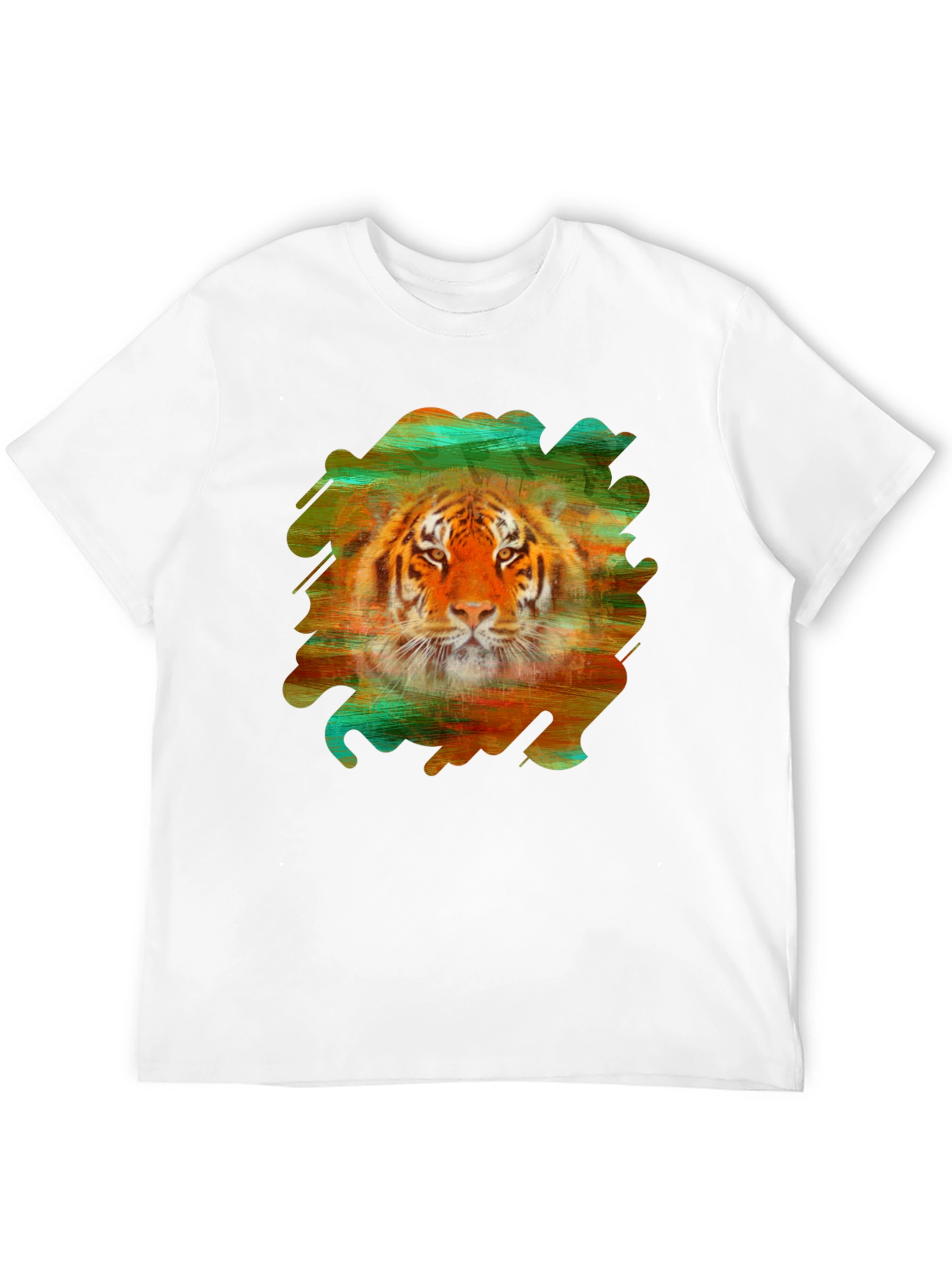 Black Tiger Graphic Tee - Brushstroke Design Black T-Shirt view 12