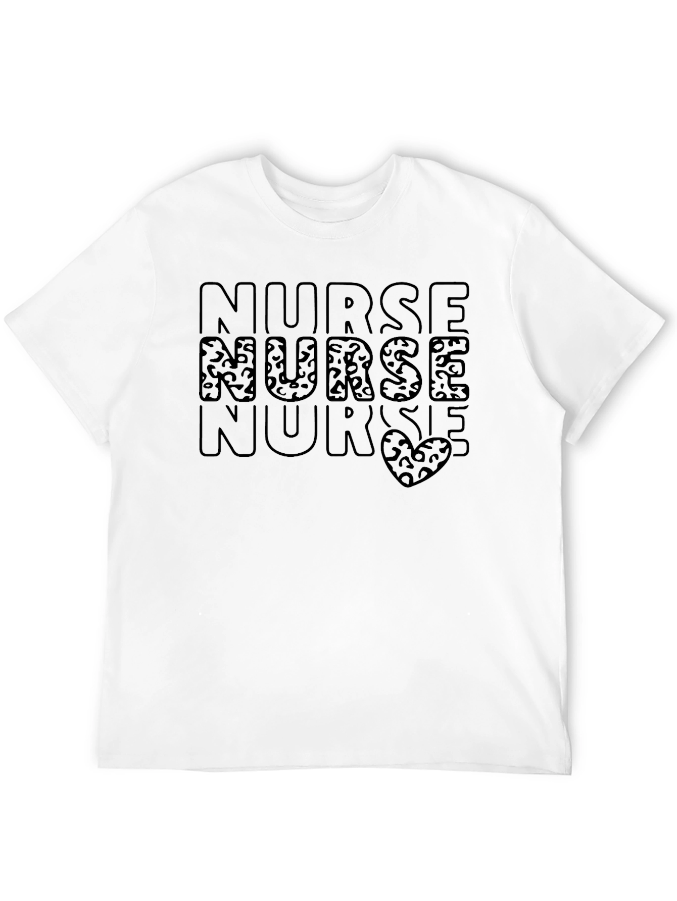 Black Nurse Leopard Print Heart T-Shirt view 12